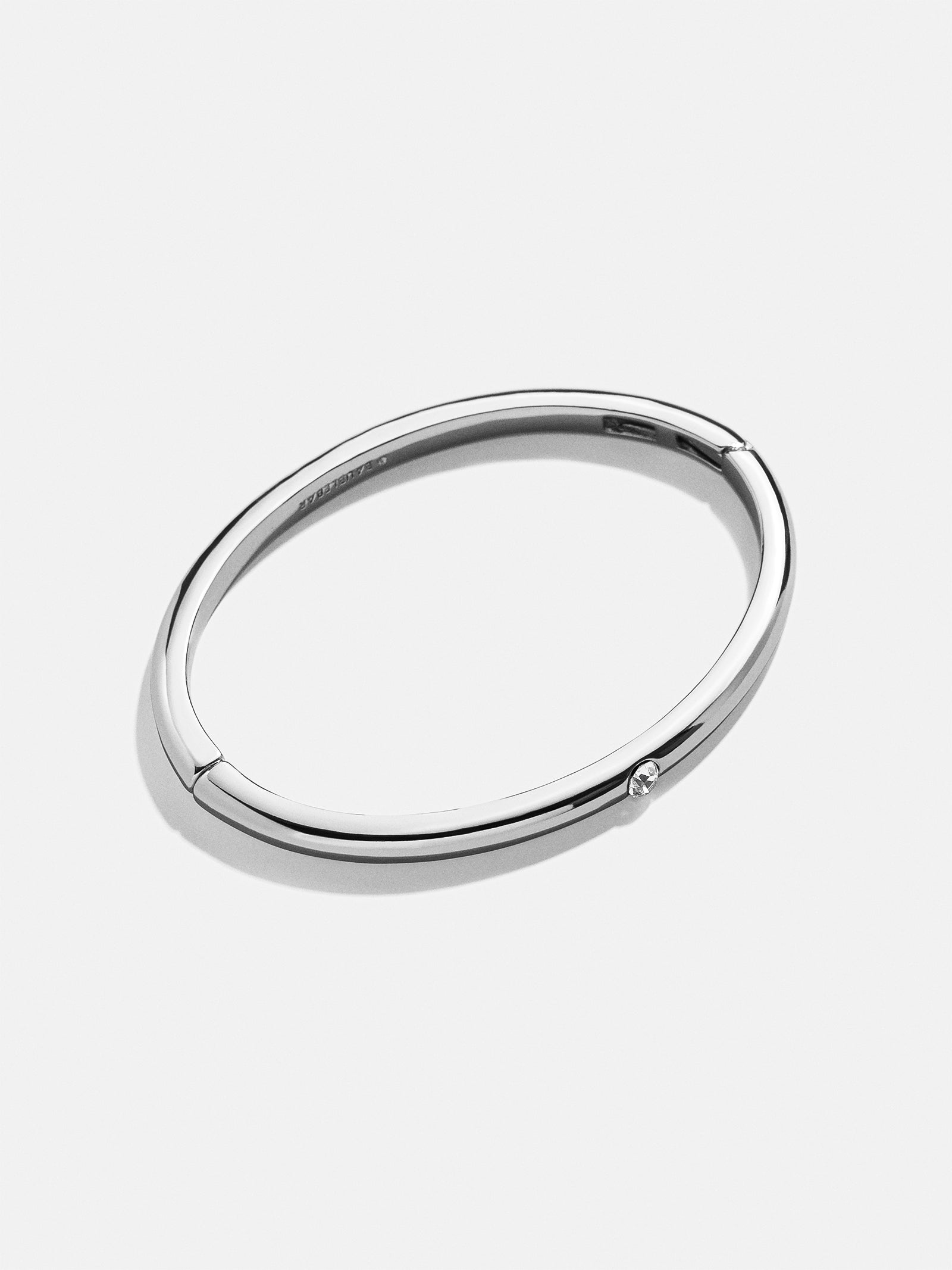 Nadia Premium Hinge Bangle - Sleek Silver Bezel Bracelet