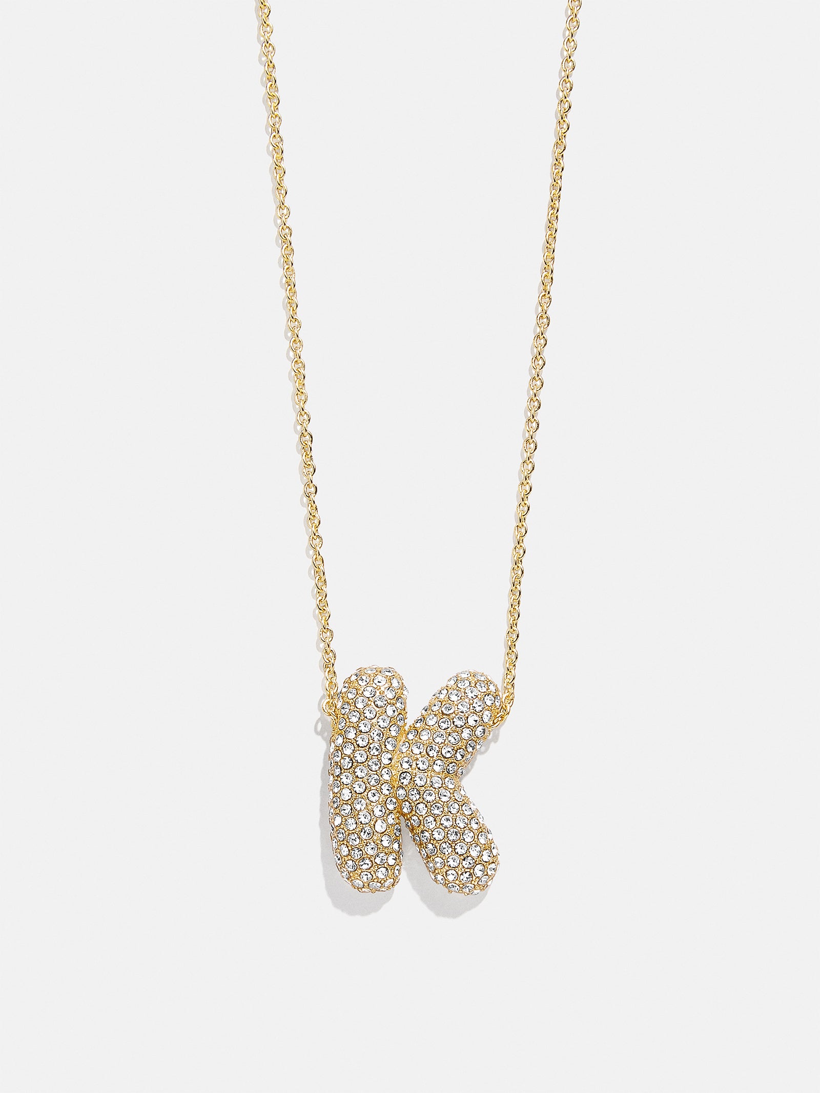 Premium Kids' Bubble Initial Necklace - Gold/Pavé