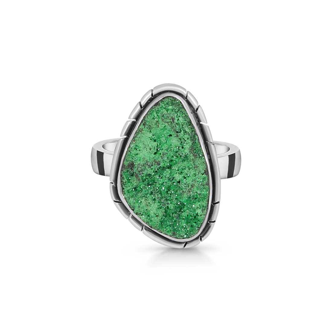 Premium Uvarovite Druzy Statement Ring - Elegant Green Gemstone Jewelry (UVR-R-46)