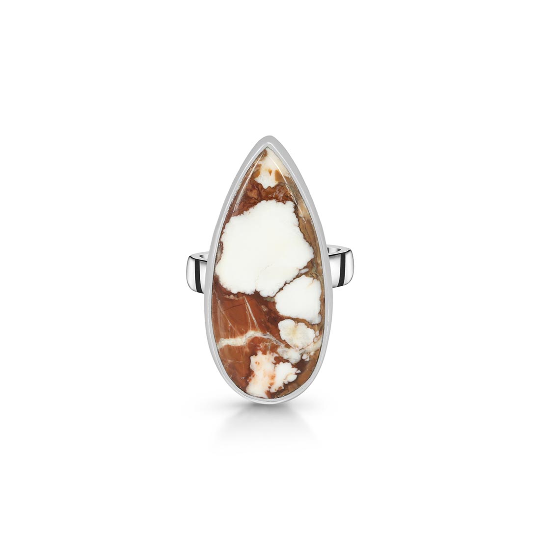 Premium Wild Horse Jasper Adjustable Ring - Elegant Silver Jewelry