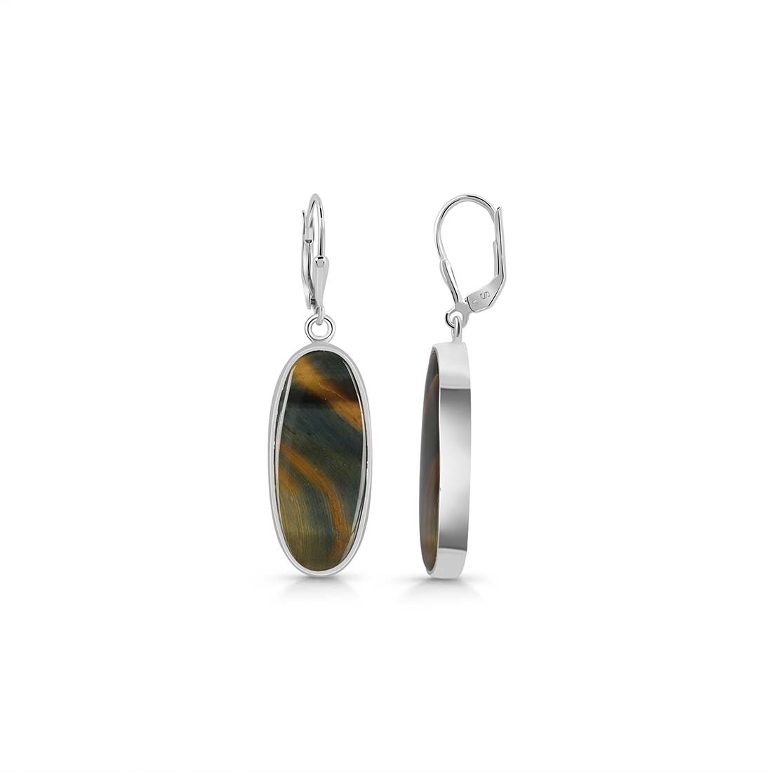 Premium Blue Tiger Eye Statement Earrings - BTE-E-16