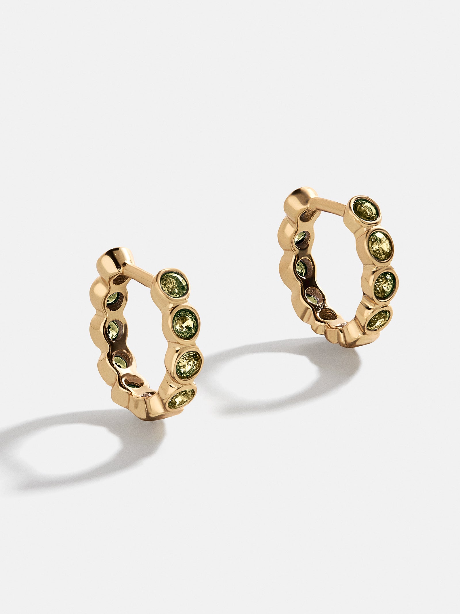 Premium 18K Gold Peridot Birthstone Huggie Earrings - Jessica Collection