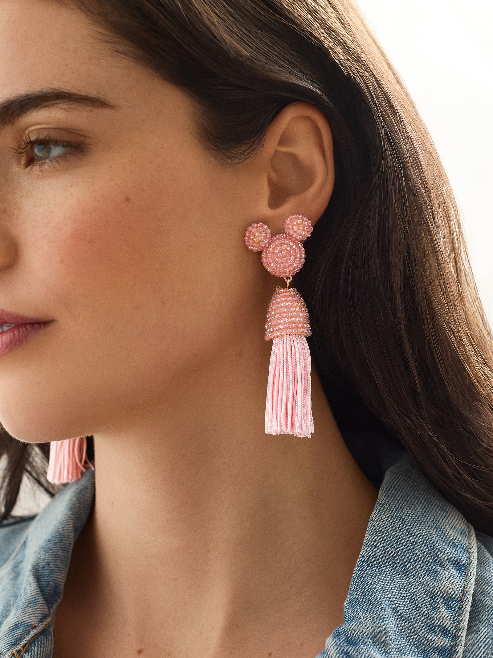 Premium Disney Mickey Mouse Tassel Earrings - Light Pink | Ultimate Style Statement