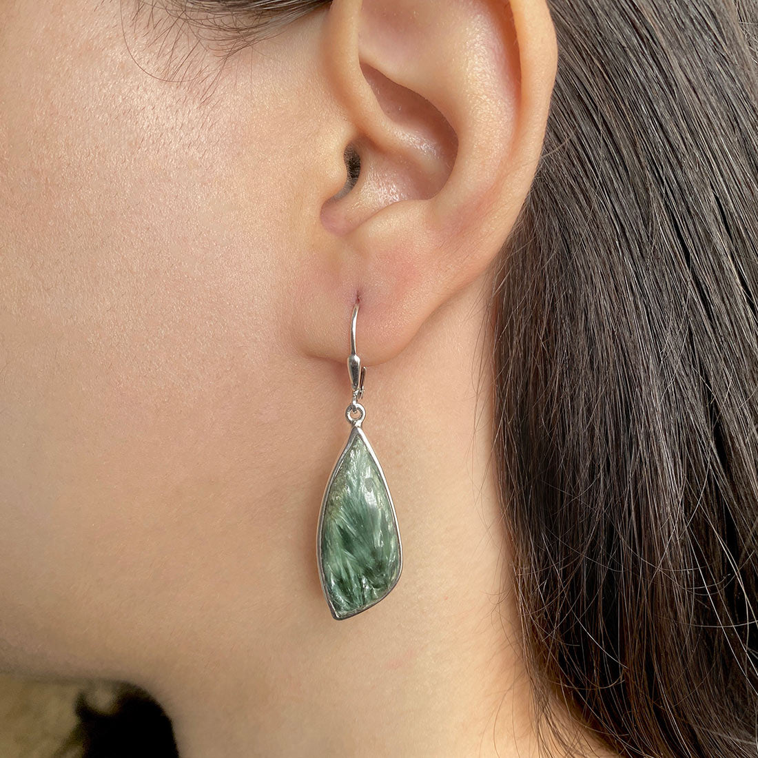 Premium Seraphinite Statement Earrings - SER-E-5