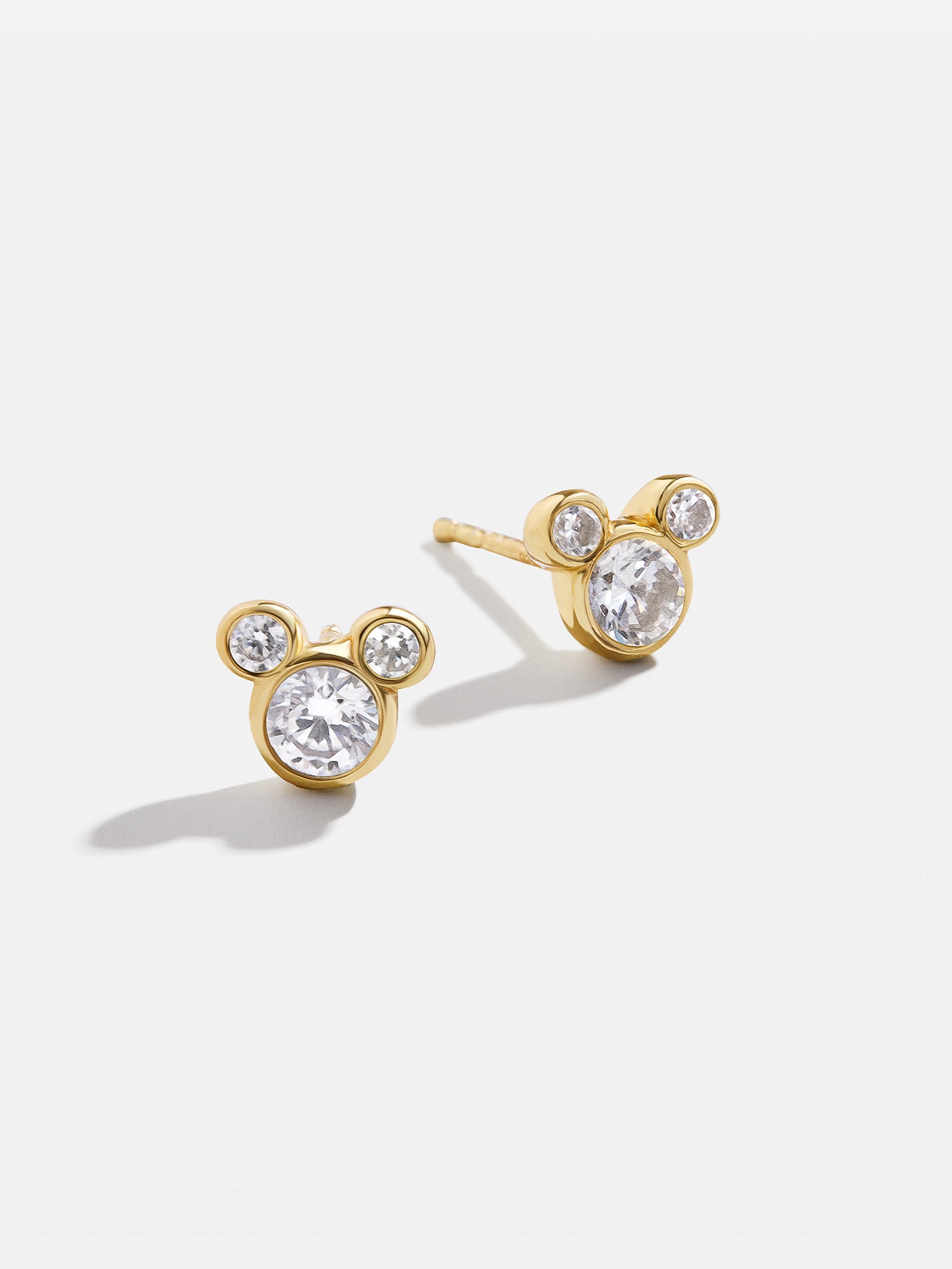 Premium Mickey Mouse 18K Gold Plated Sterling Silver & Cubic Zirconia Stud Earrings - Disney Magic in Every Detail