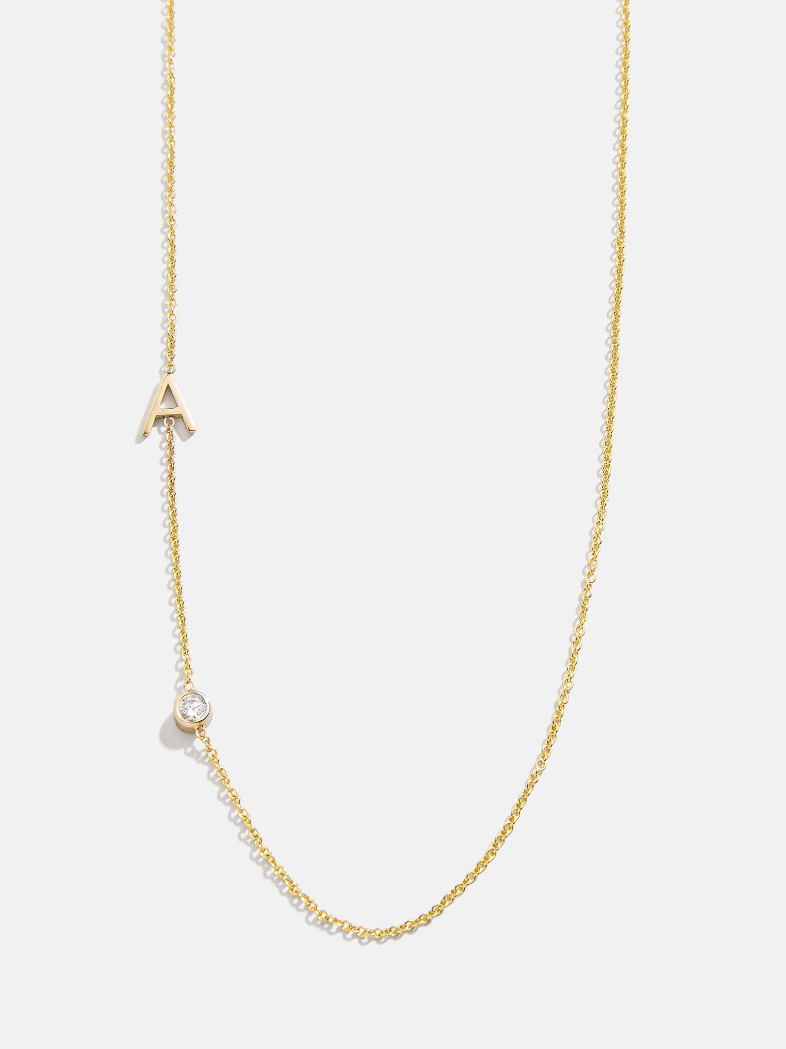 Premium Maya Brenner Monogram Necklace with Diamond - 14K Gold