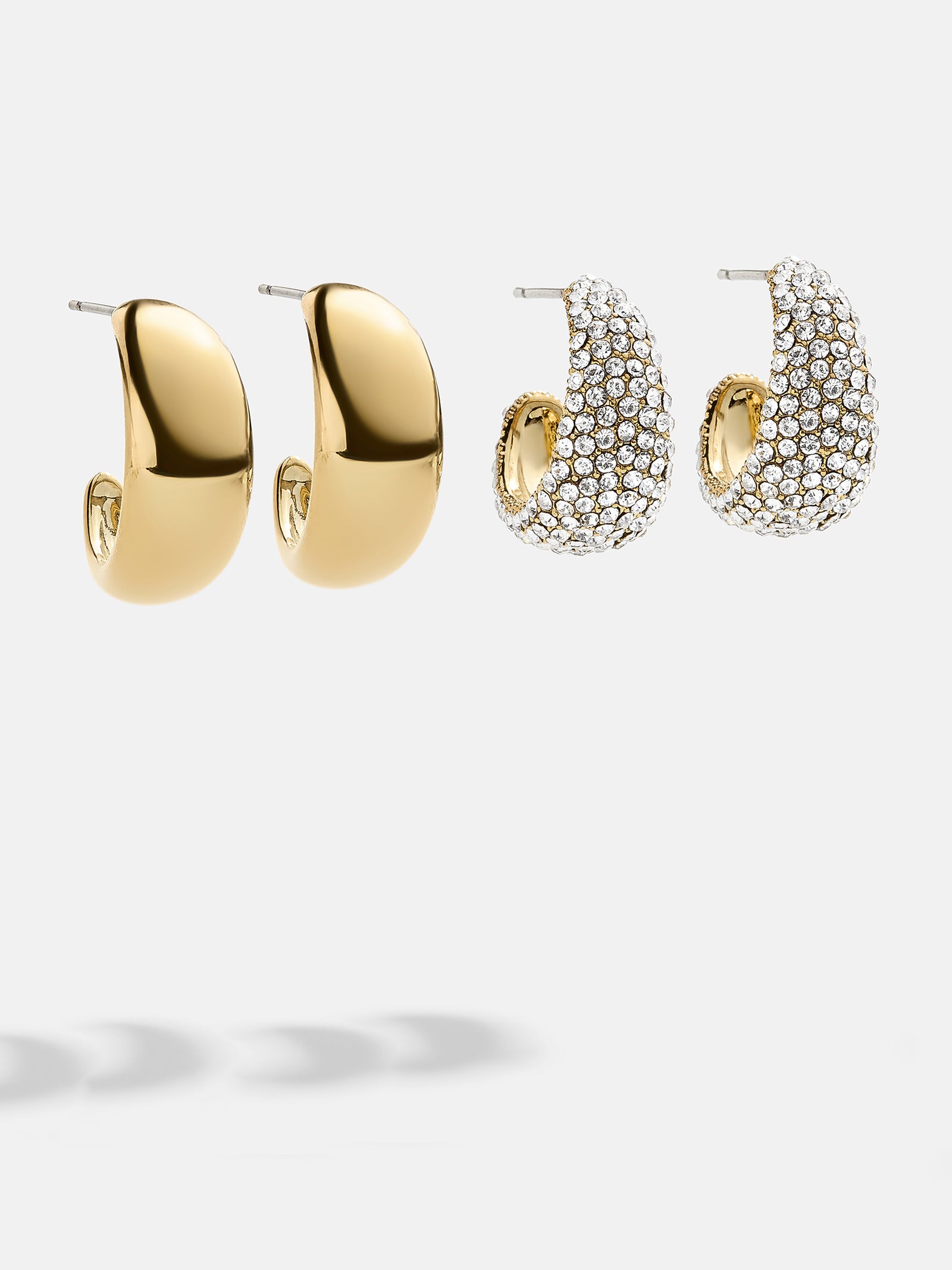 Ultimate Bay Waterproof Hoop Earrings Set - Gold/Pavé