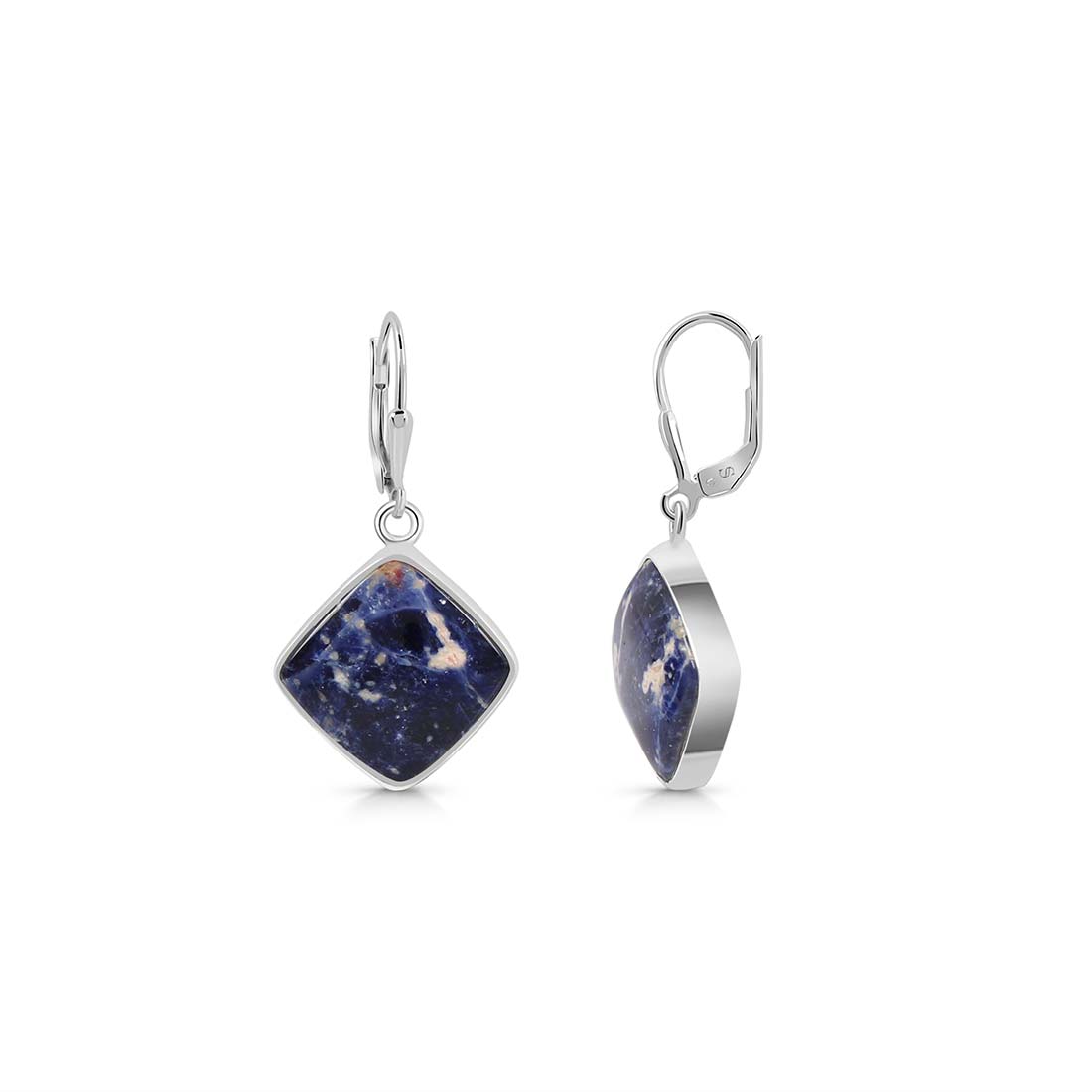 Premium Sodalite Statement Earrings - Elegant 925 Sterling Silver (SDL-E-14)