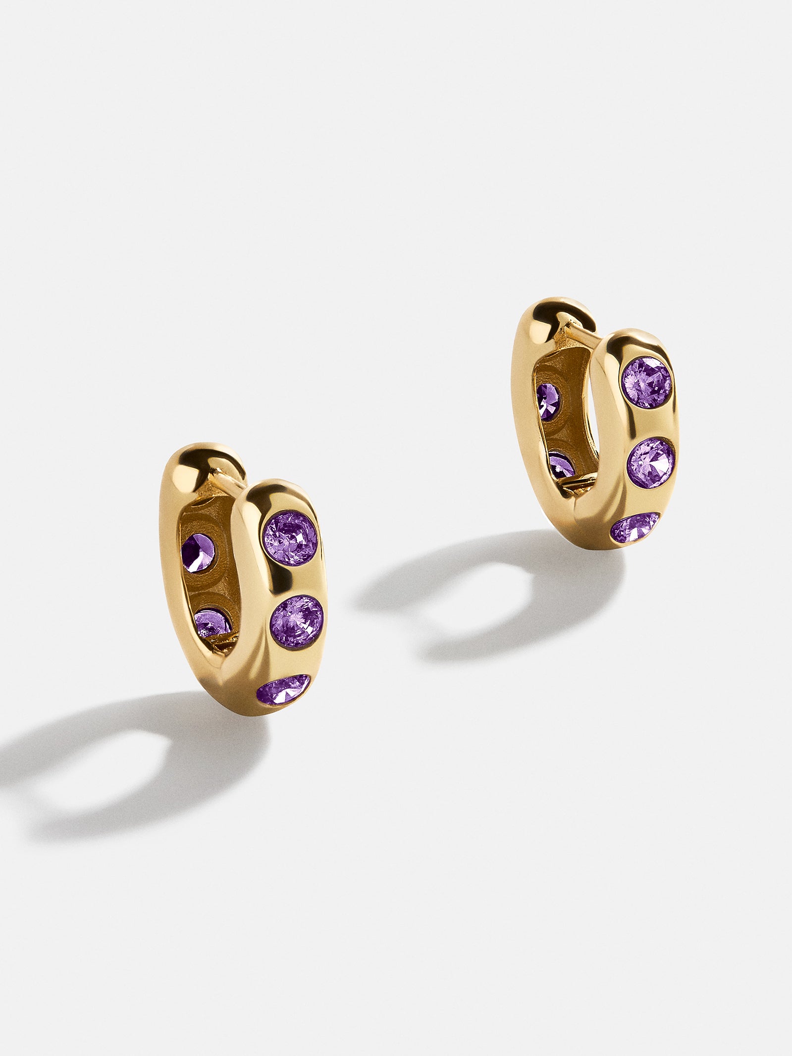 Premium Sydney 18k Gold Amethyst Birthstone Earrings - Ultimate Elegance