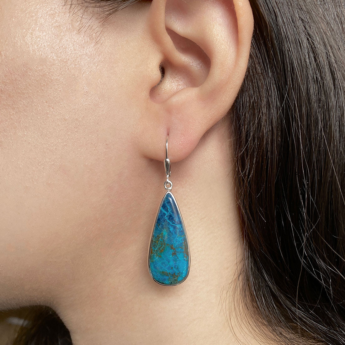 Premium Shattuckite Statement Earrings - Elegant Earthy Design