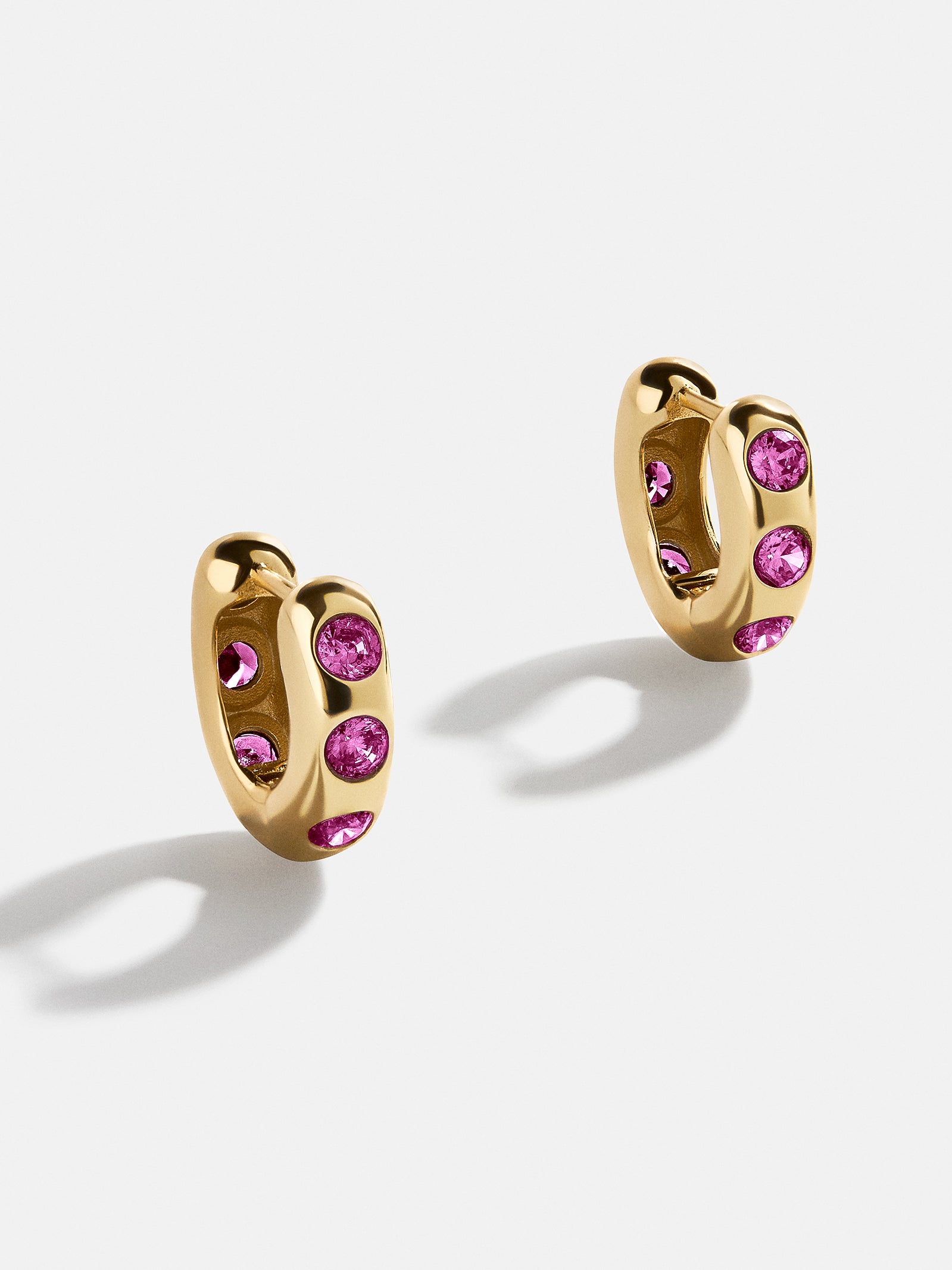 Premium Sydney 18k Gold Birthstone Huggie Earrings - Rose