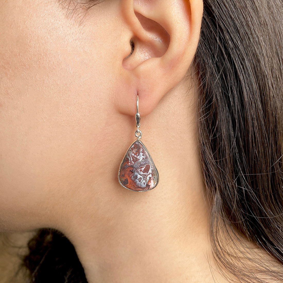 Premium Crazy Lace Agate Statement Earrings - CLA-E-8