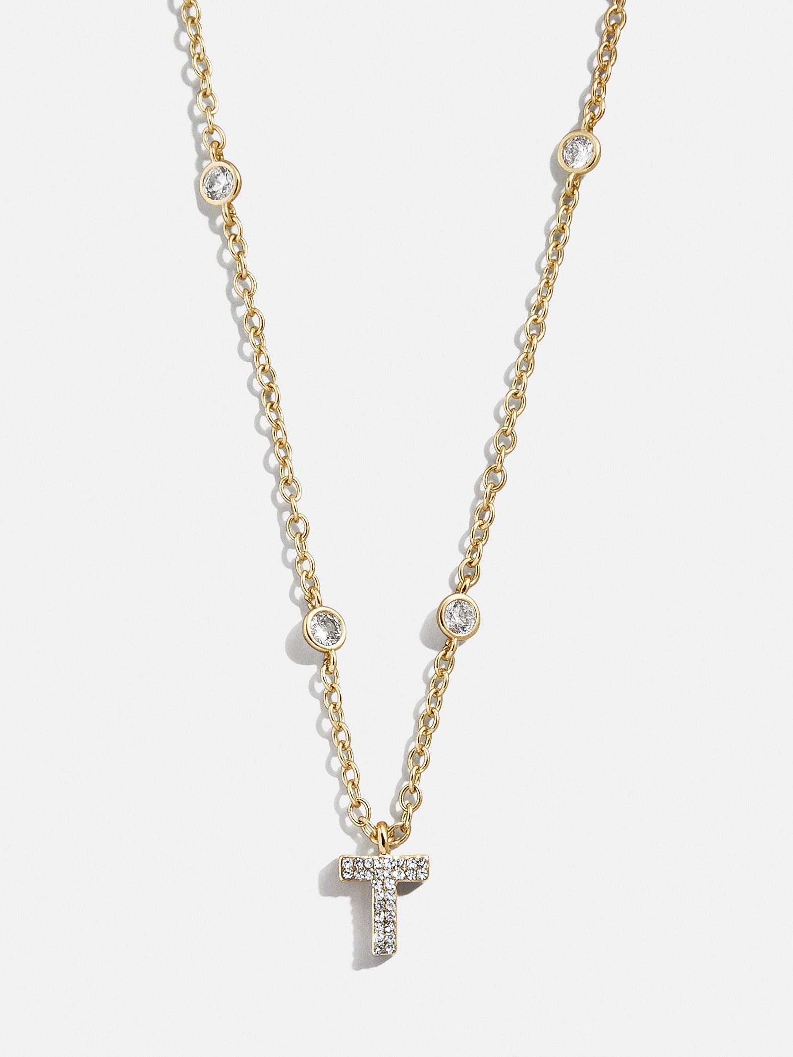 Premium Pavé Initial Yasmine Necklace - Gold Plated, Personalized Elegance