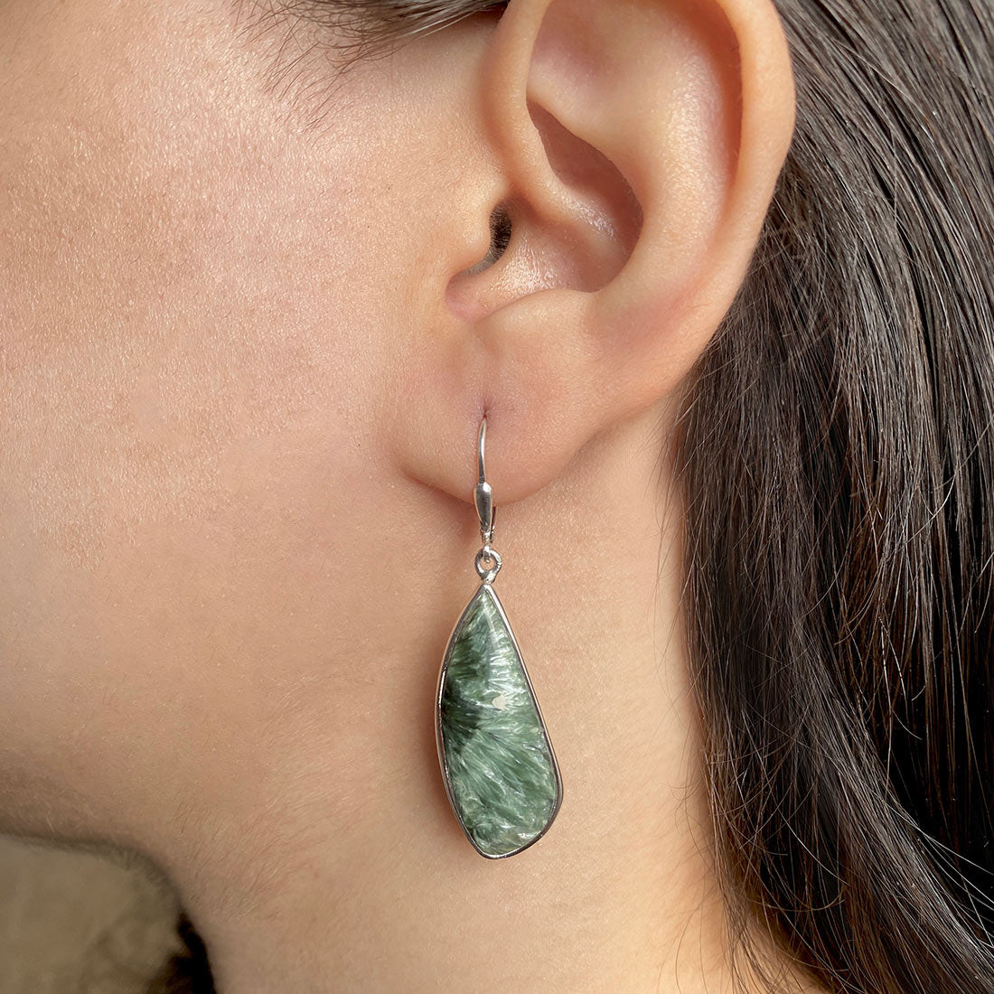 Premium Seraphinite Statement Earrings - SER-E-14