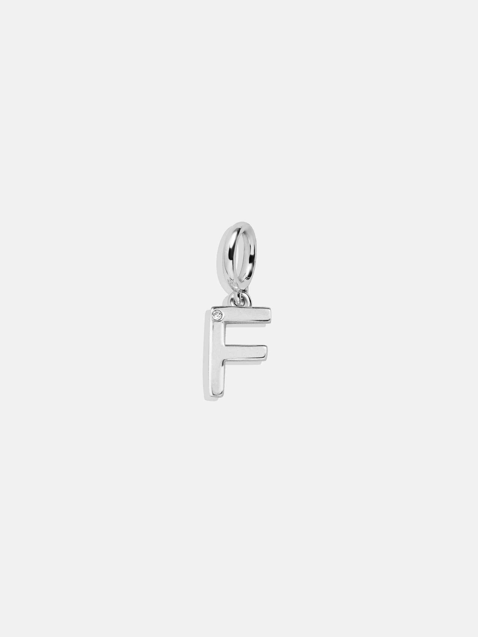 Premium Silver Initial Cluster Charm Necklace - F