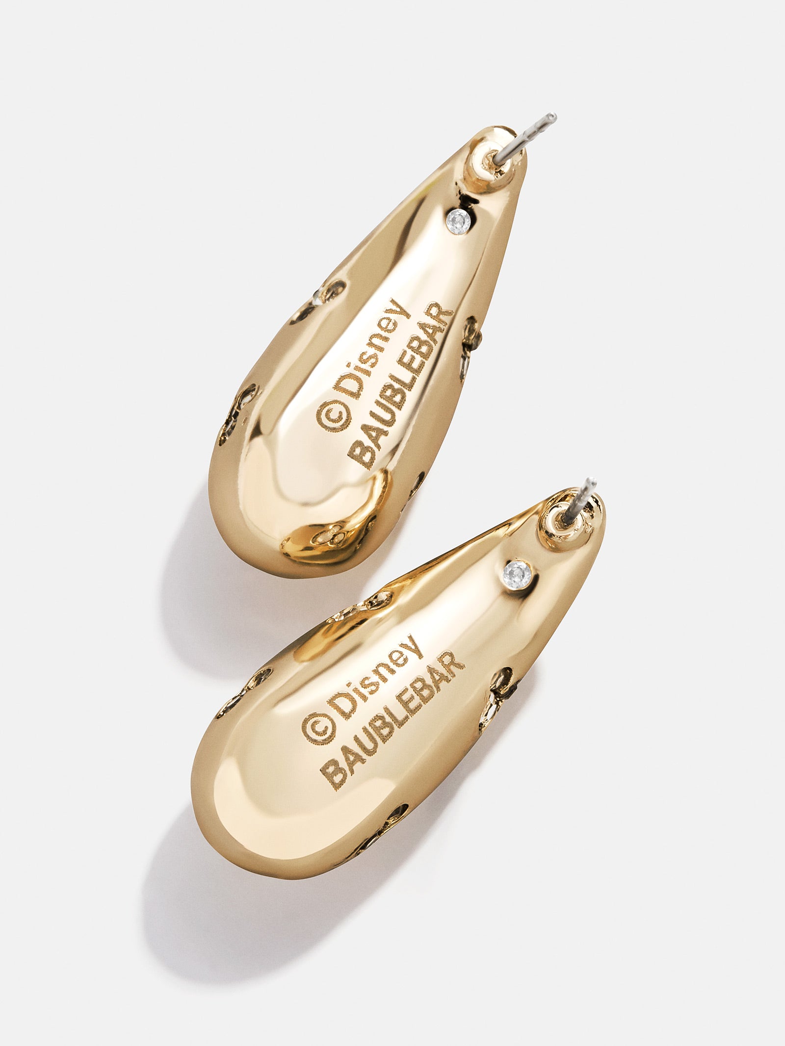 Premium Disney Mickey Mouse Teardrop Earrings - Gold & Crystal Pavé