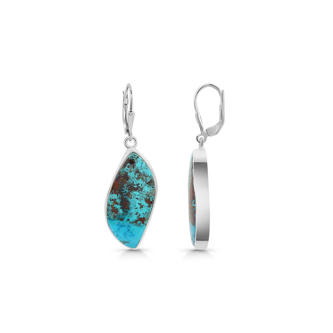 Premium Shattuckite Statement Earrings - Elegant Earthy Silver Jewelry