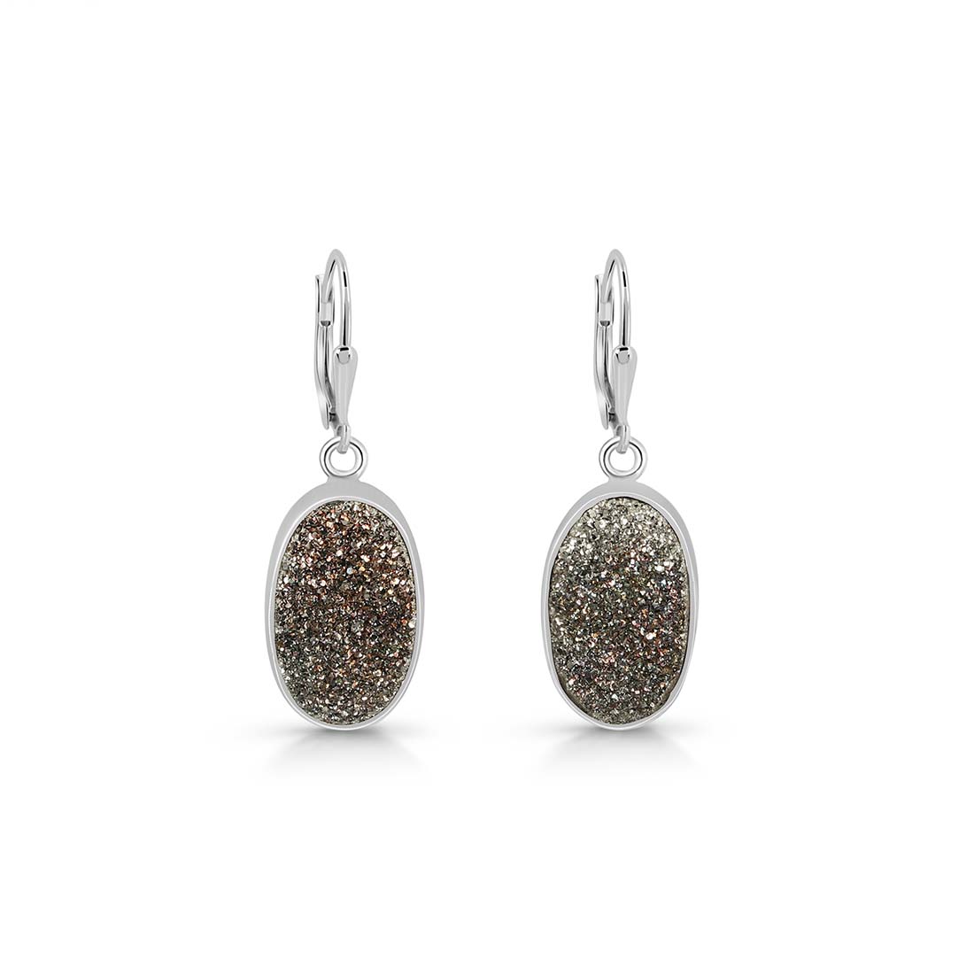 Premium Spectropyrite Druzy Earrings - Elegant Statement Jewelry