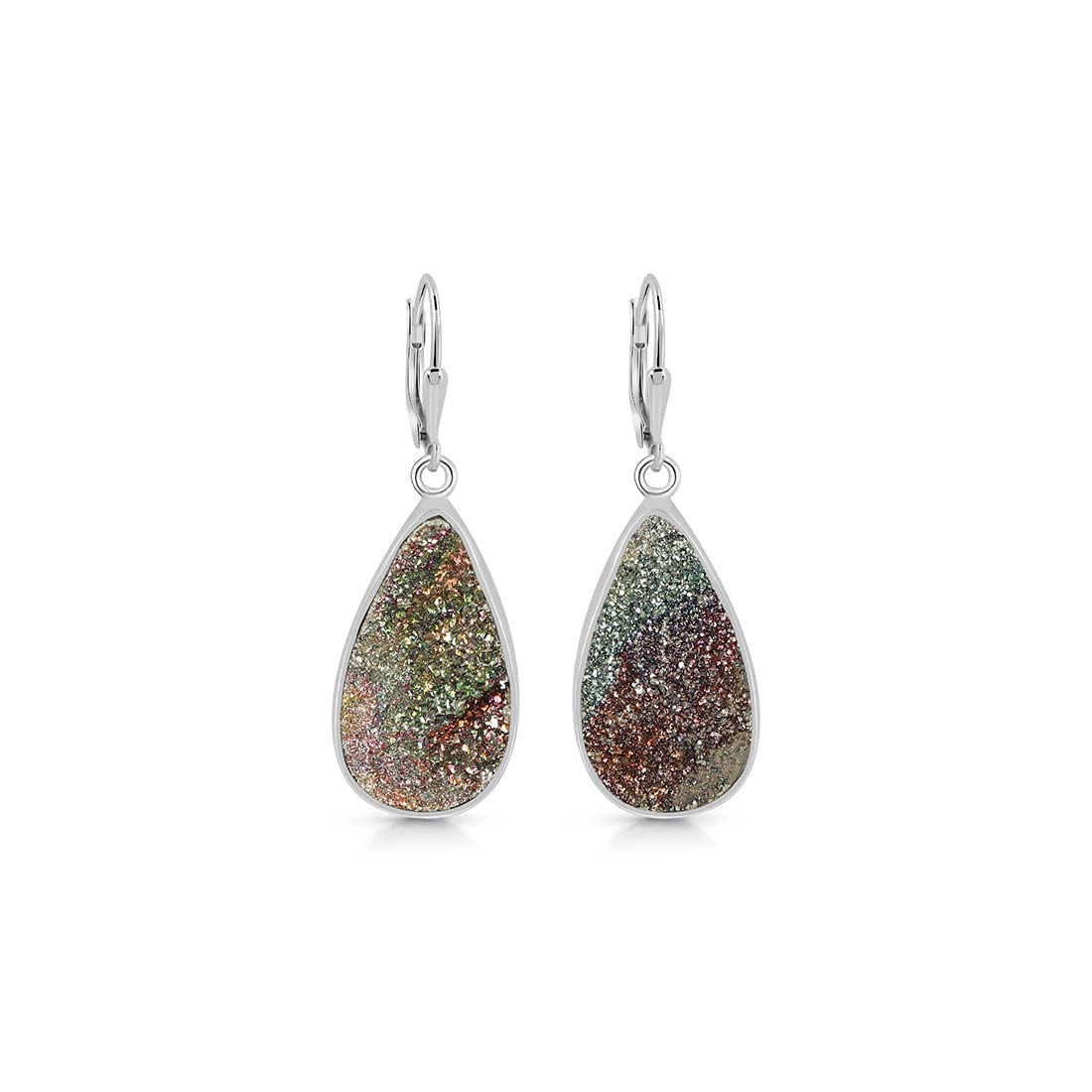 Premium Spectropyrite Druzy Earrings - SPD-E-21 | Sagacia Jewelry