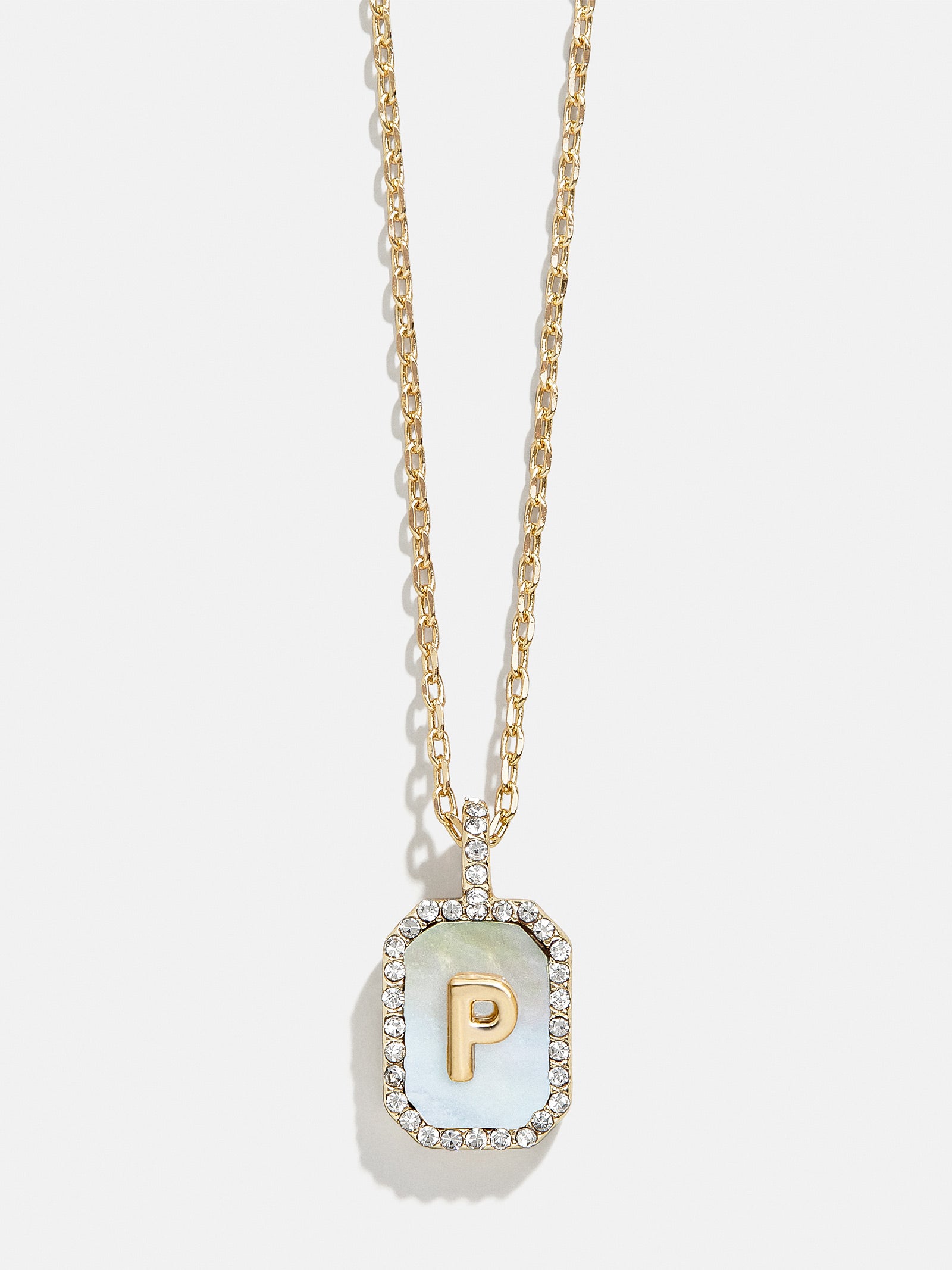 Premium Gold & Dark Mother Of Pearl Initial Necklace - Personalized Elegance