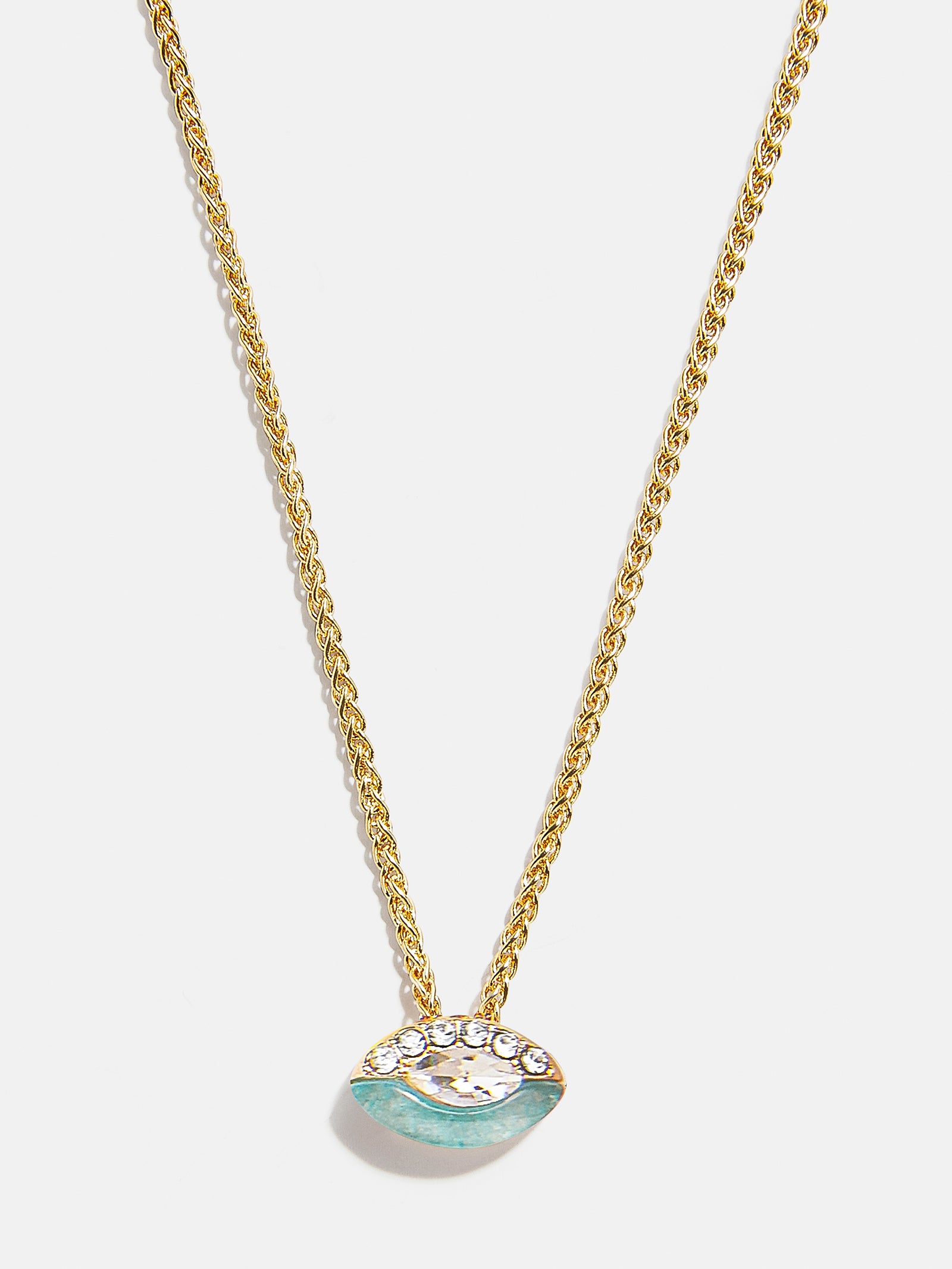 Premium Clove Aquamarine Birthstone Necklace with Crystal Accents