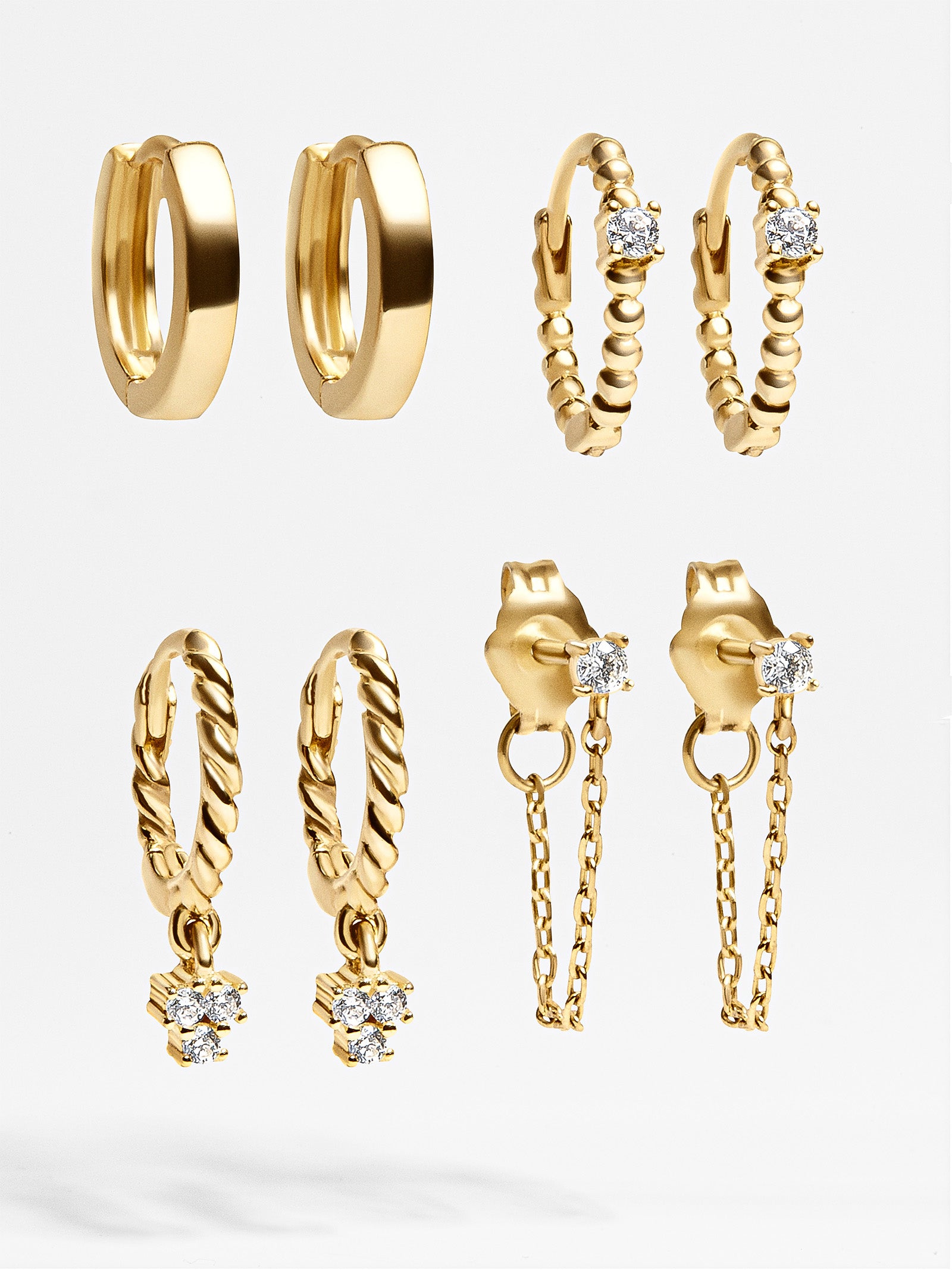 Luna Premium 18K Gold Plated Earring Set - Timeless Gold & Pavé Design