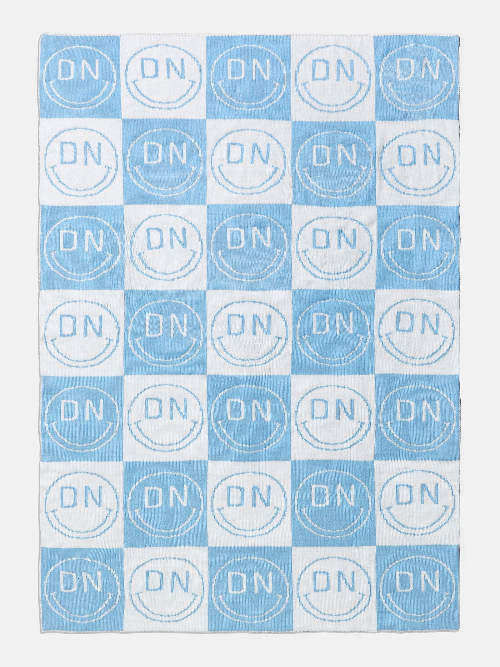 Premium Custom Smile Blanket - Light Blue/White | Personalized & Cozy