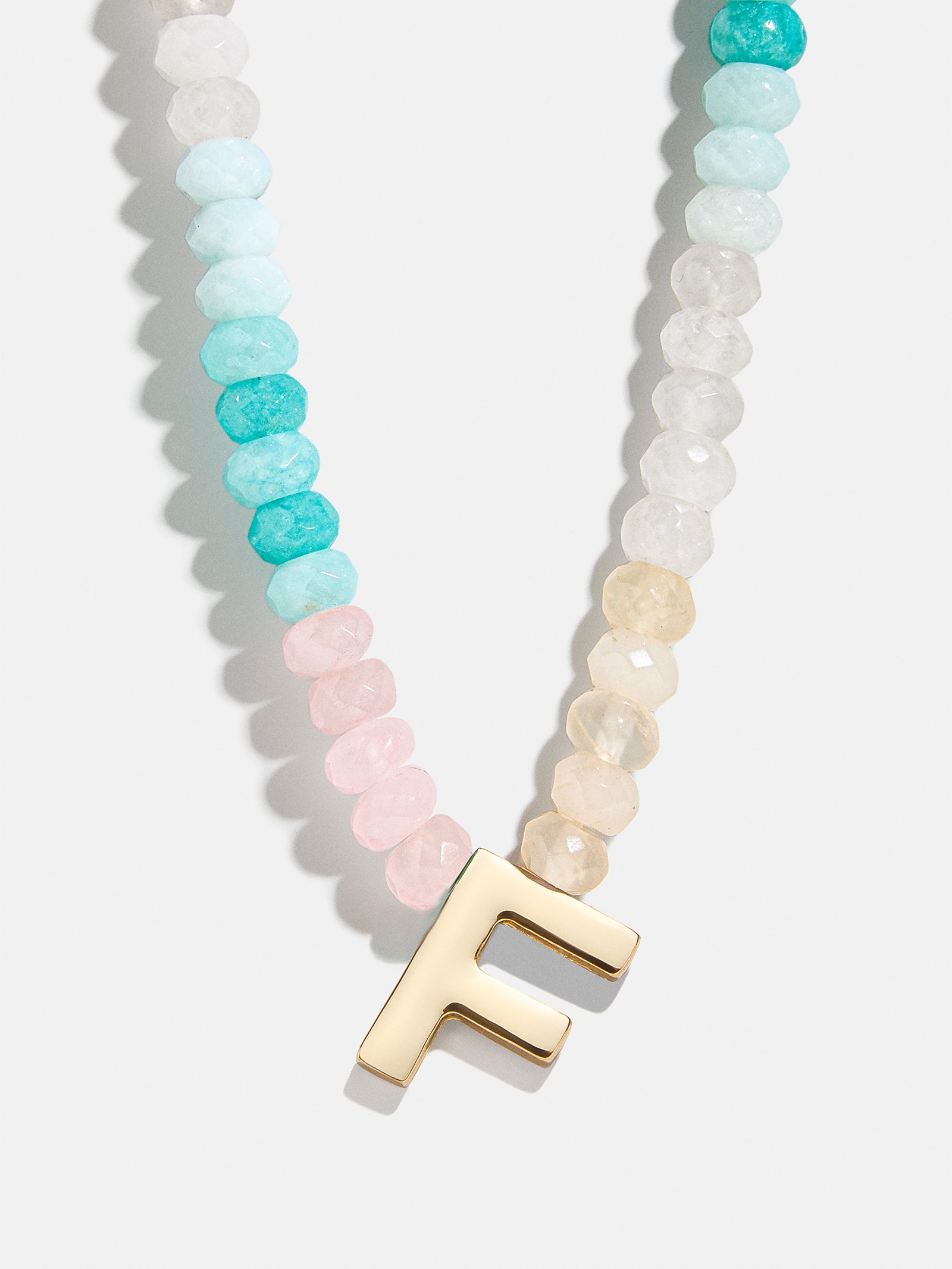 Premium Custom Initial Necklace with Semi-Precious Stones - Light Multi