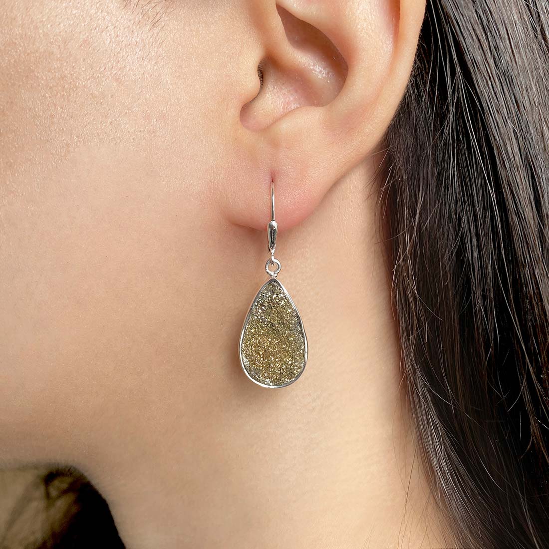 Premium Spectropyrite Druzy Earrings - Ultimate Elegance