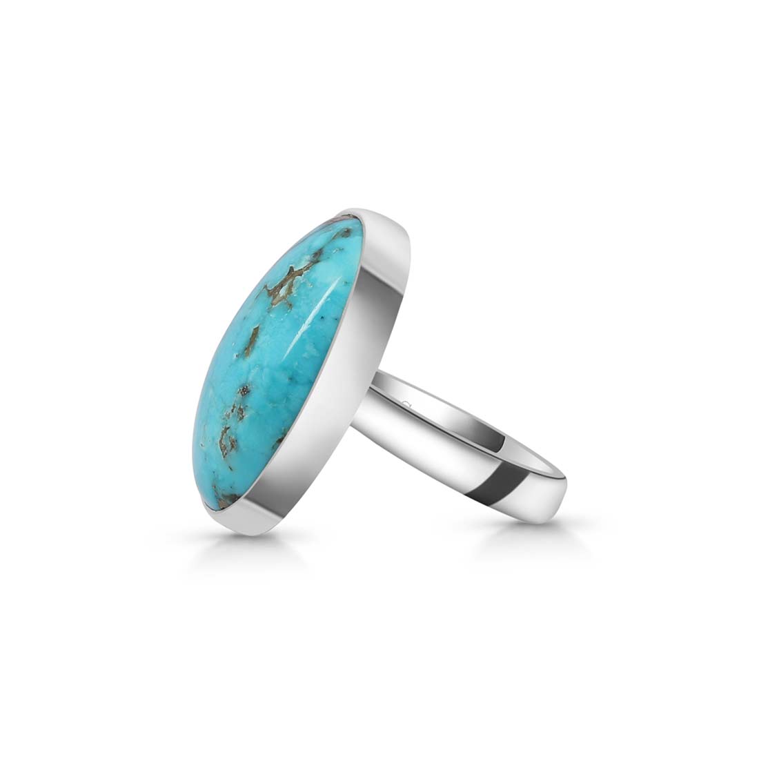 Premium Turquoise Adjustable Ring - Handmade Sterling Silver Jewelry