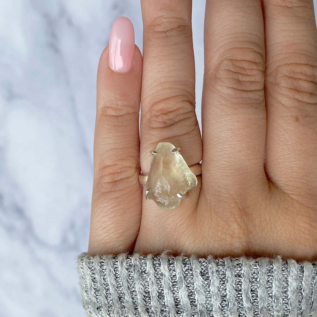 Premium Libyan Desert Glass Statement Ring - LDG-R-14