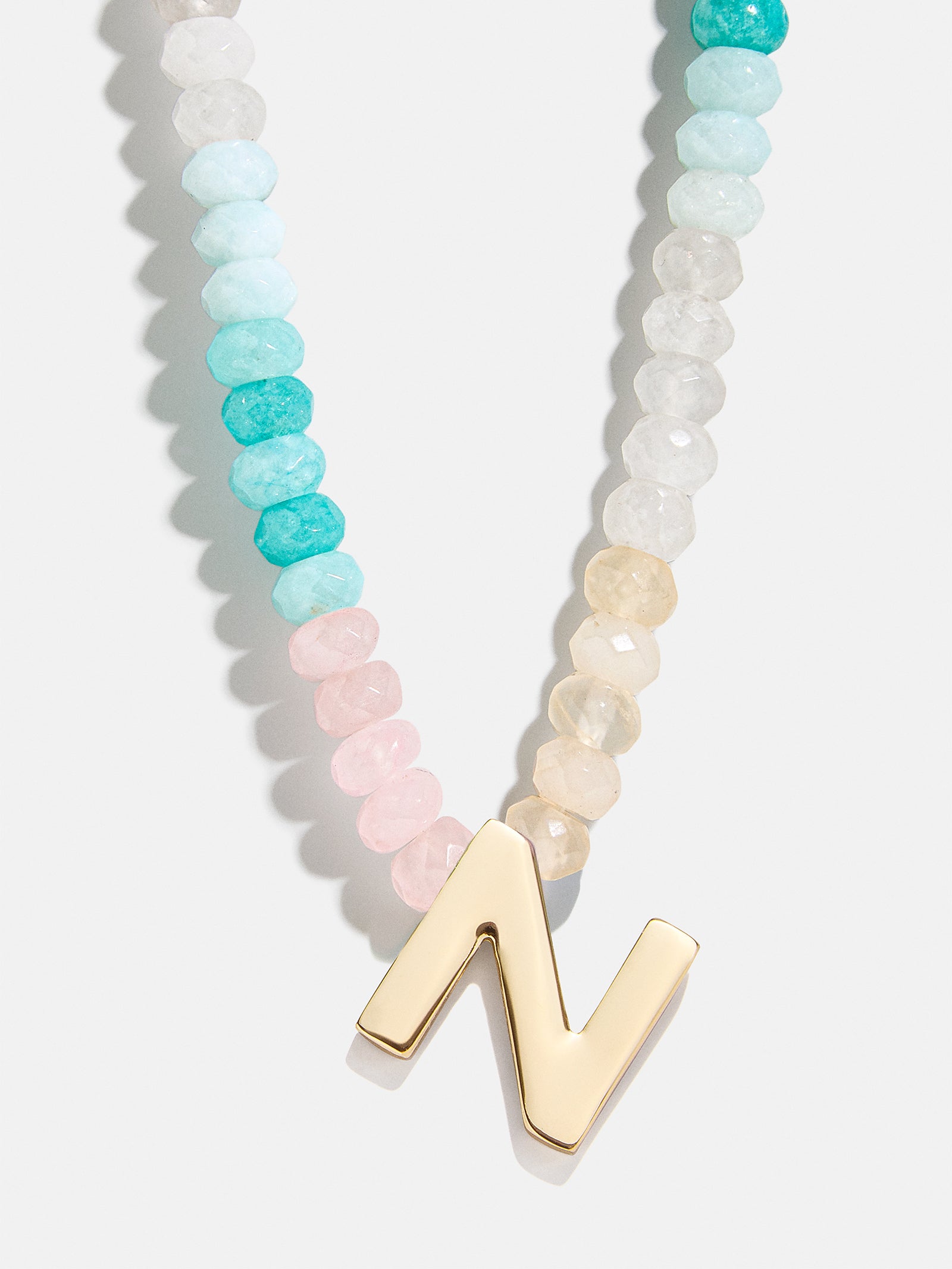 Premium Custom Initial Necklace with Semi-Precious Stones - Light Multi