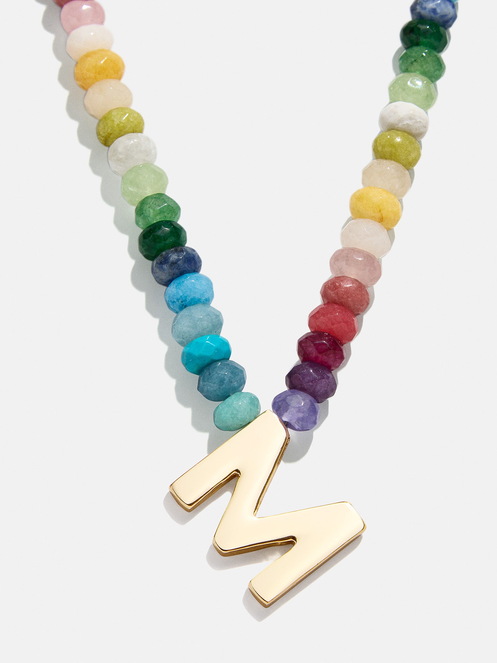 Premium Custom Initial Necklace with Semi-Precious Stones