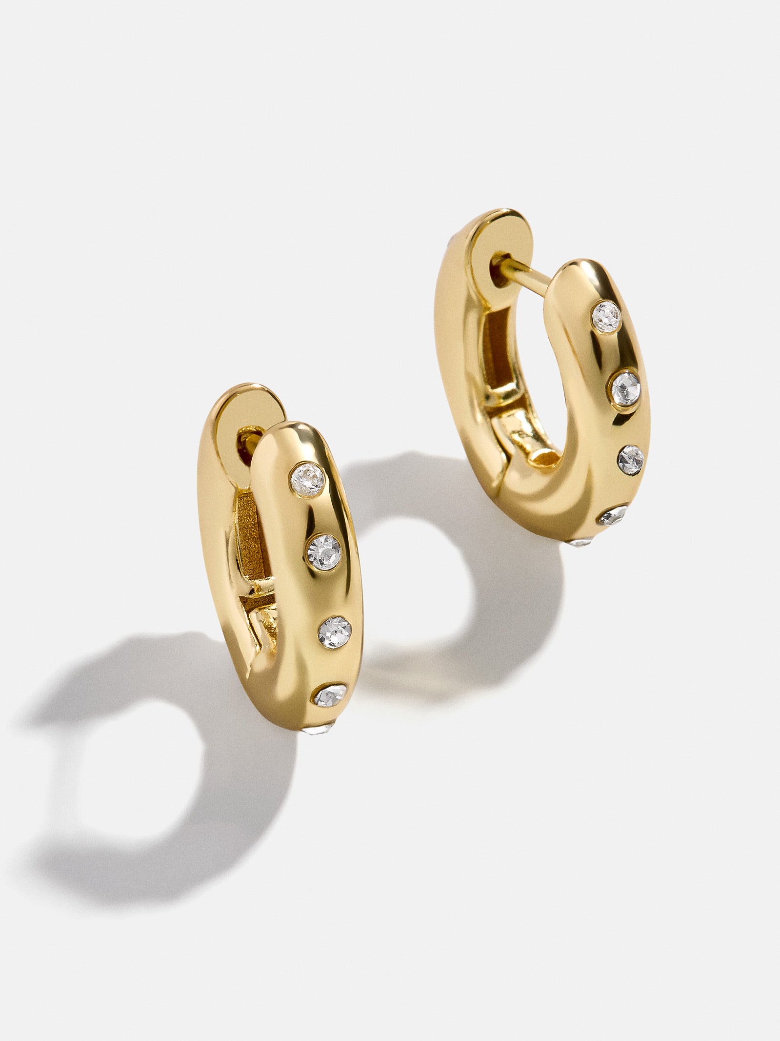 Premium Megan Gold/Pavé Huggie Earrings