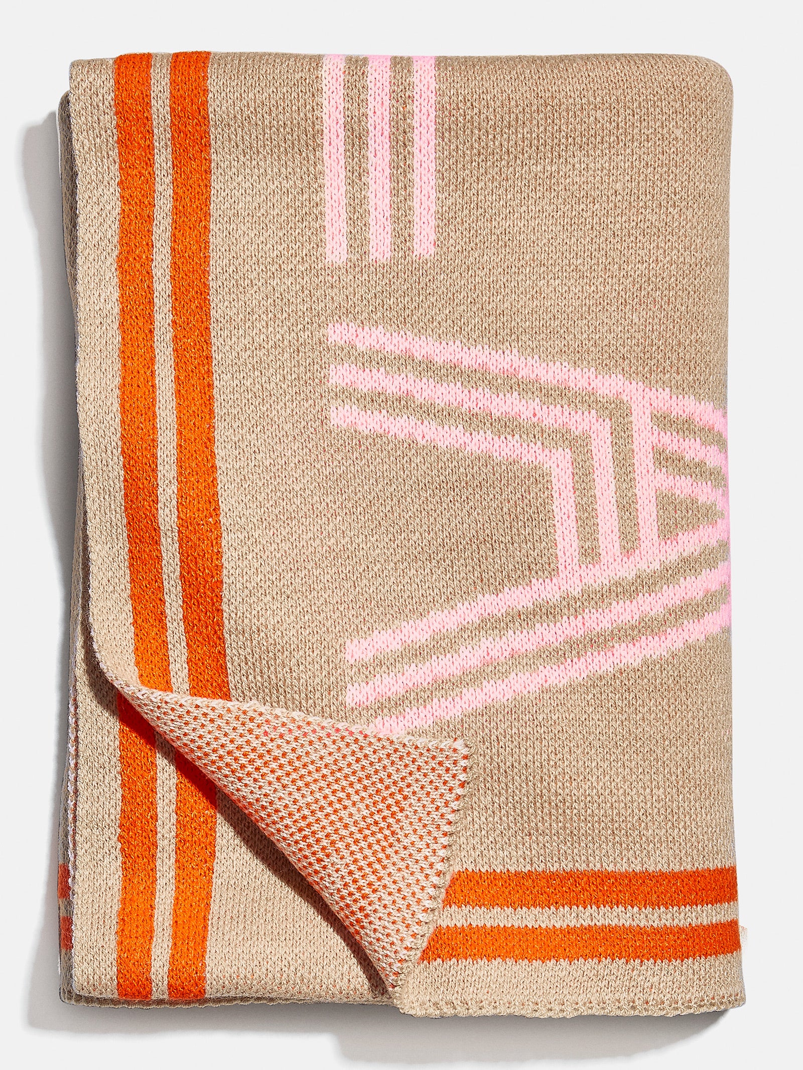 Premium Personalized Stripes Blanket - Tan & Pink | Custom Name Design