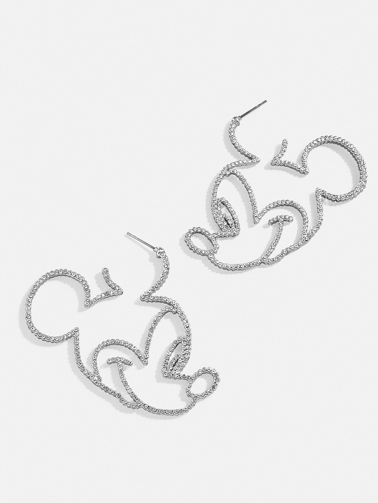 Premium Disney Mickey Mouse Silver Outline Earrings - Timeless Style