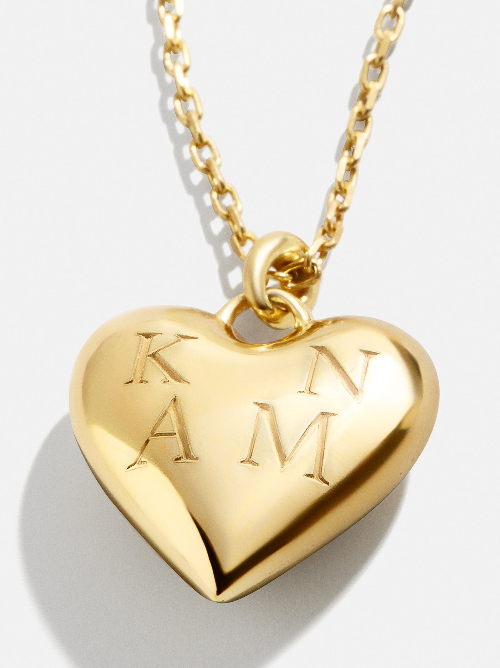 Premium Puffy Heart 18K Gold Custom Engraved Pendant Necklace - Ultimate Personalized Jewelry