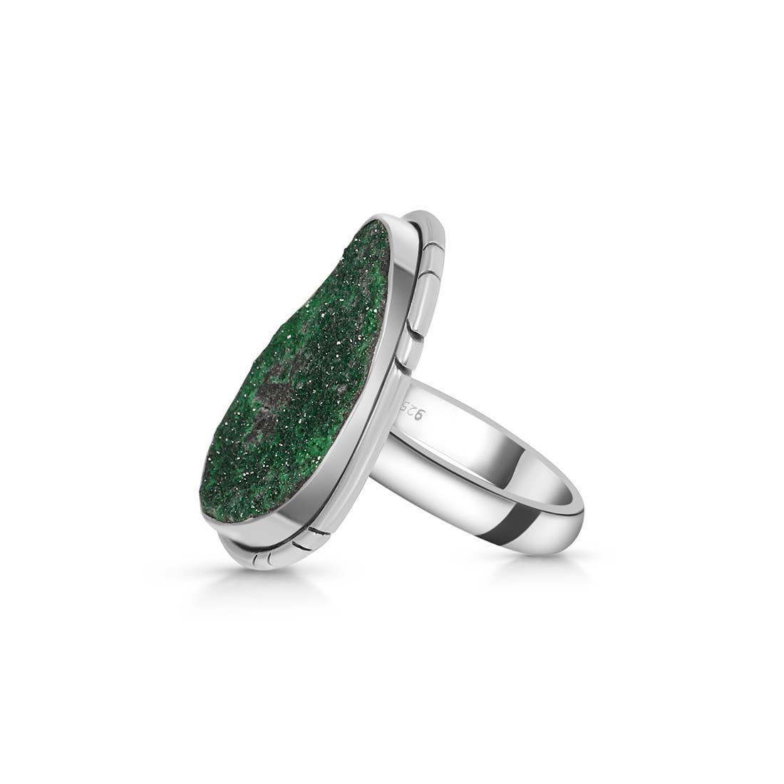 Premium Uvarovite Druzy Statement Ring - UVR-R-1