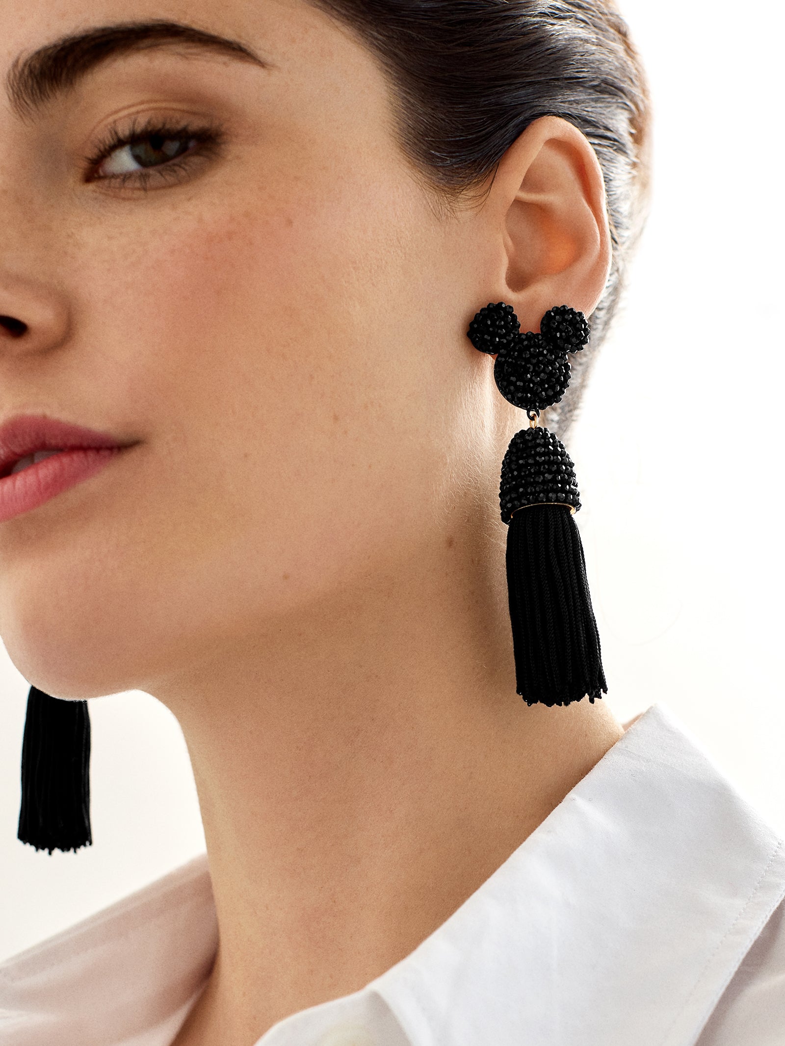 Premium Disney Mickey Mouse Tassel Earrings - Ultimate Black Style