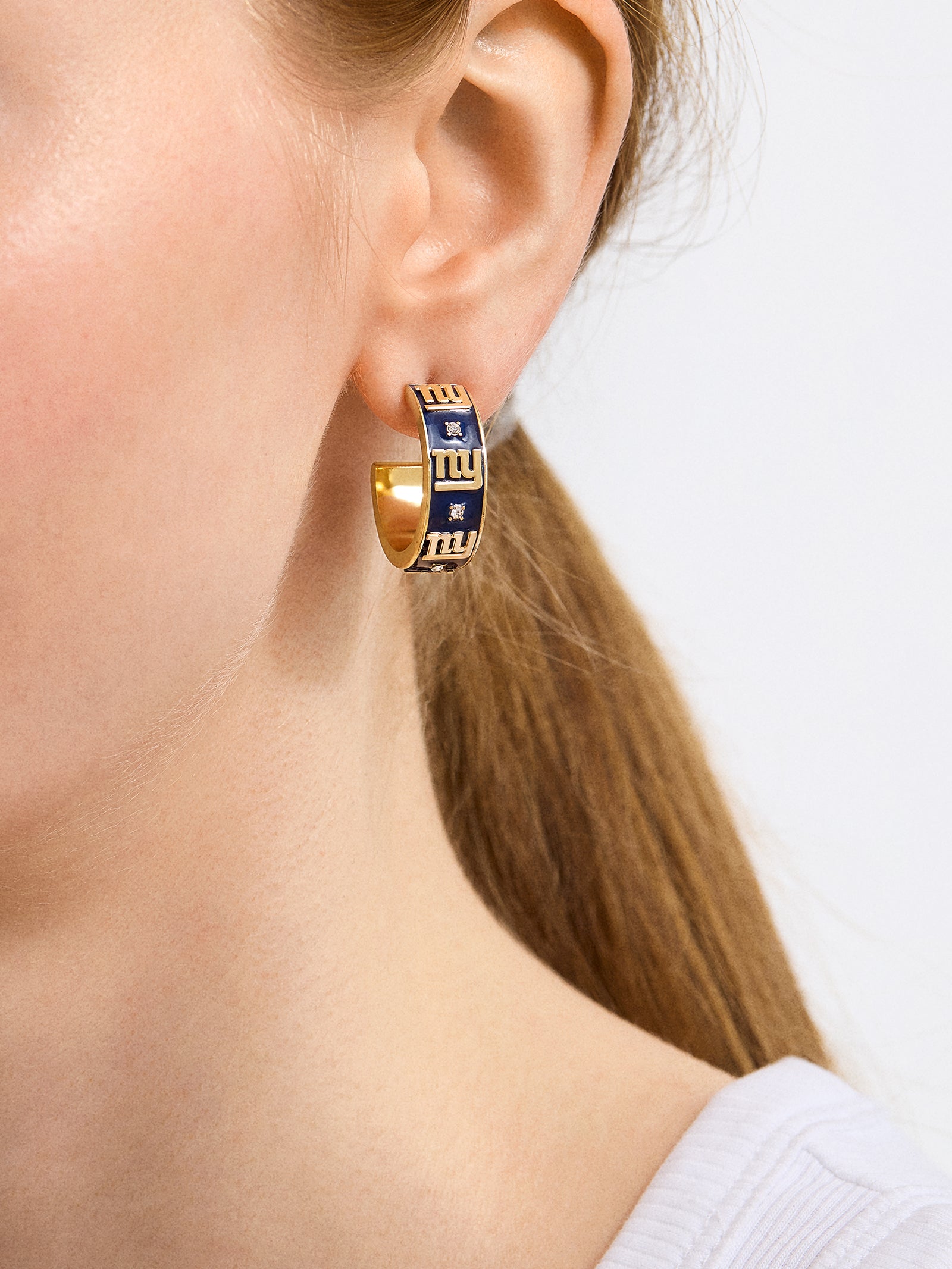 Premium New York Giants Enamel Hoop Earrings by WEAR x Erin Andrews