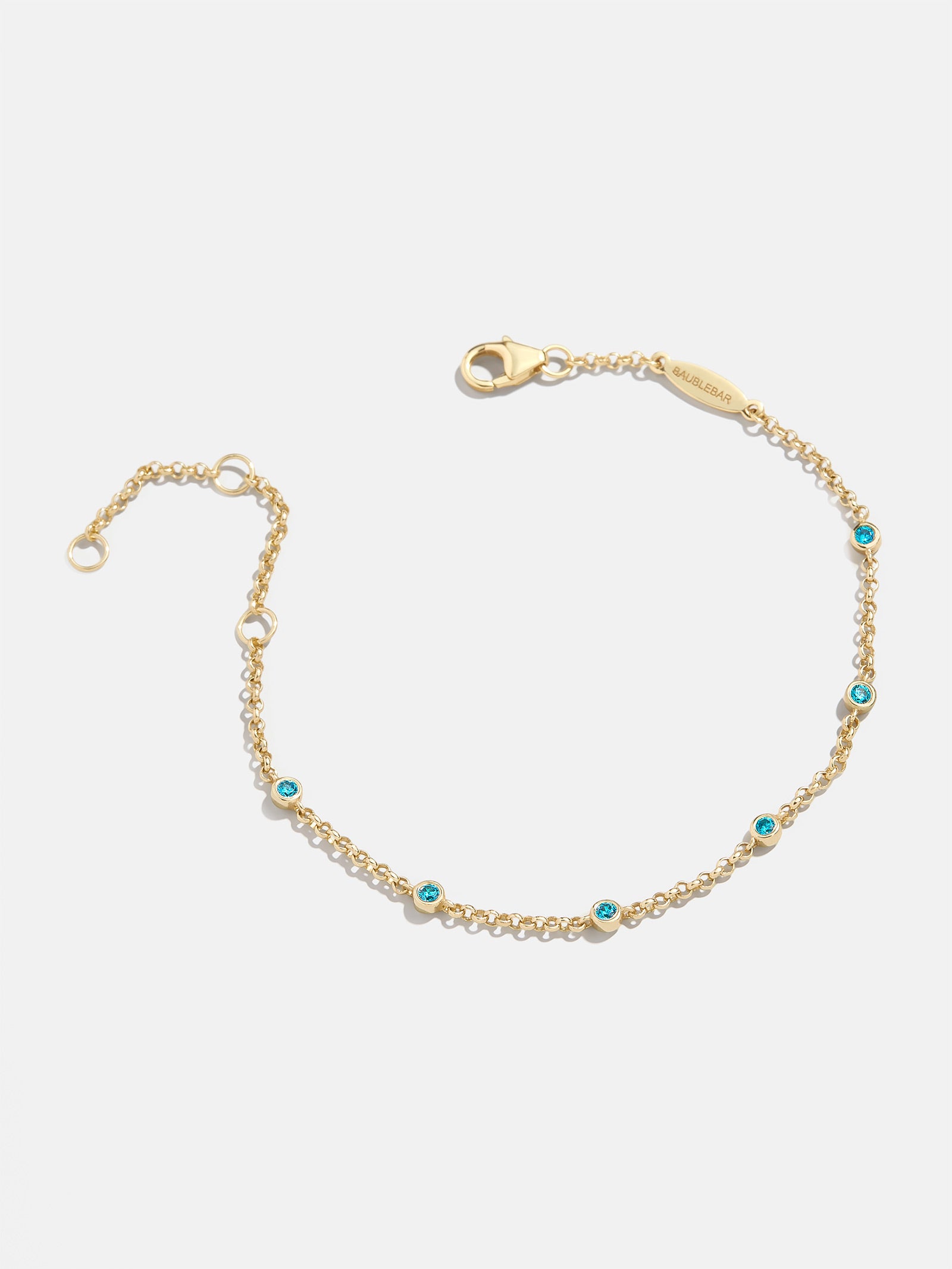 Premium Yasmine 18K Gold Birthstone Bracelet - Elegant Blue Zircon