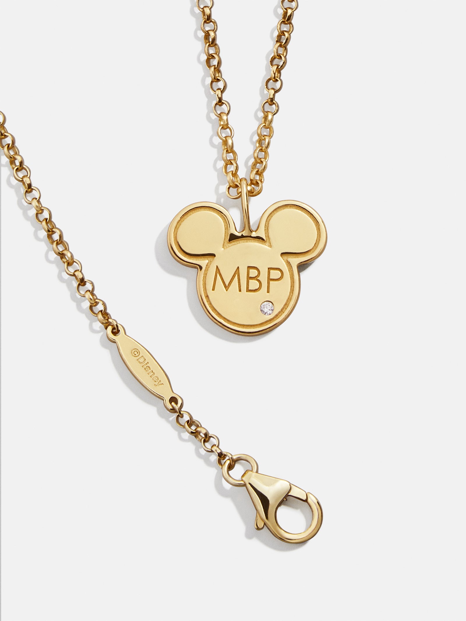 Premium Mickey Mouse Disney 18K Gold Plated Sterling Silver Custom Initial Pendant Necklace - Ultimate Disney Gift