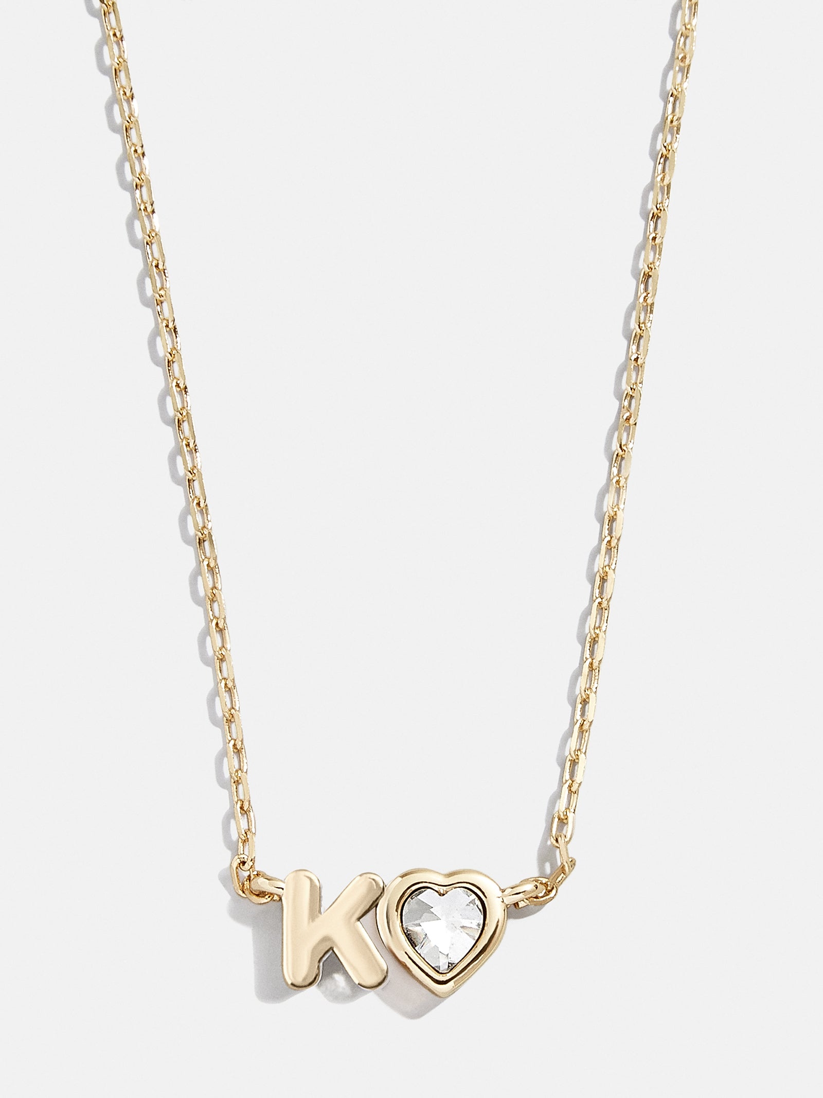 Premium Fiona Initial Necklace - Gold & Crystal Heart