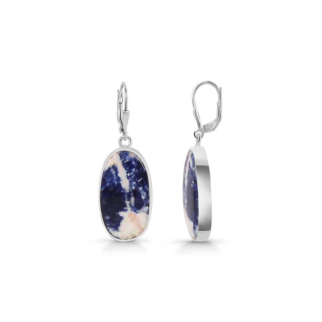 Premium Sodalite Statement Earrings - Elegant 925 Sterling Silver (SDL-E-31)