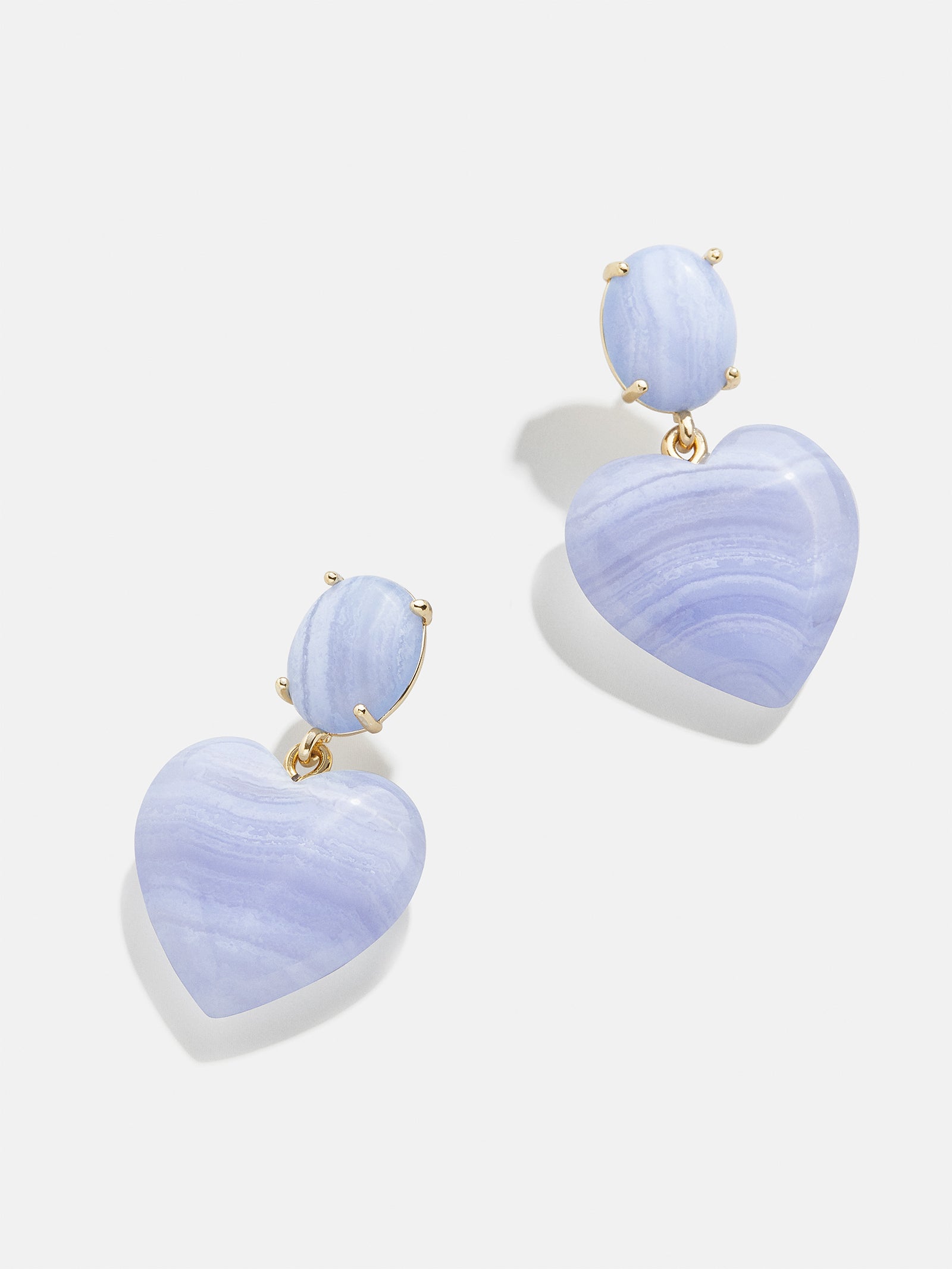 Premium Juno Heart Earrings - Blue Lace Agate Stone