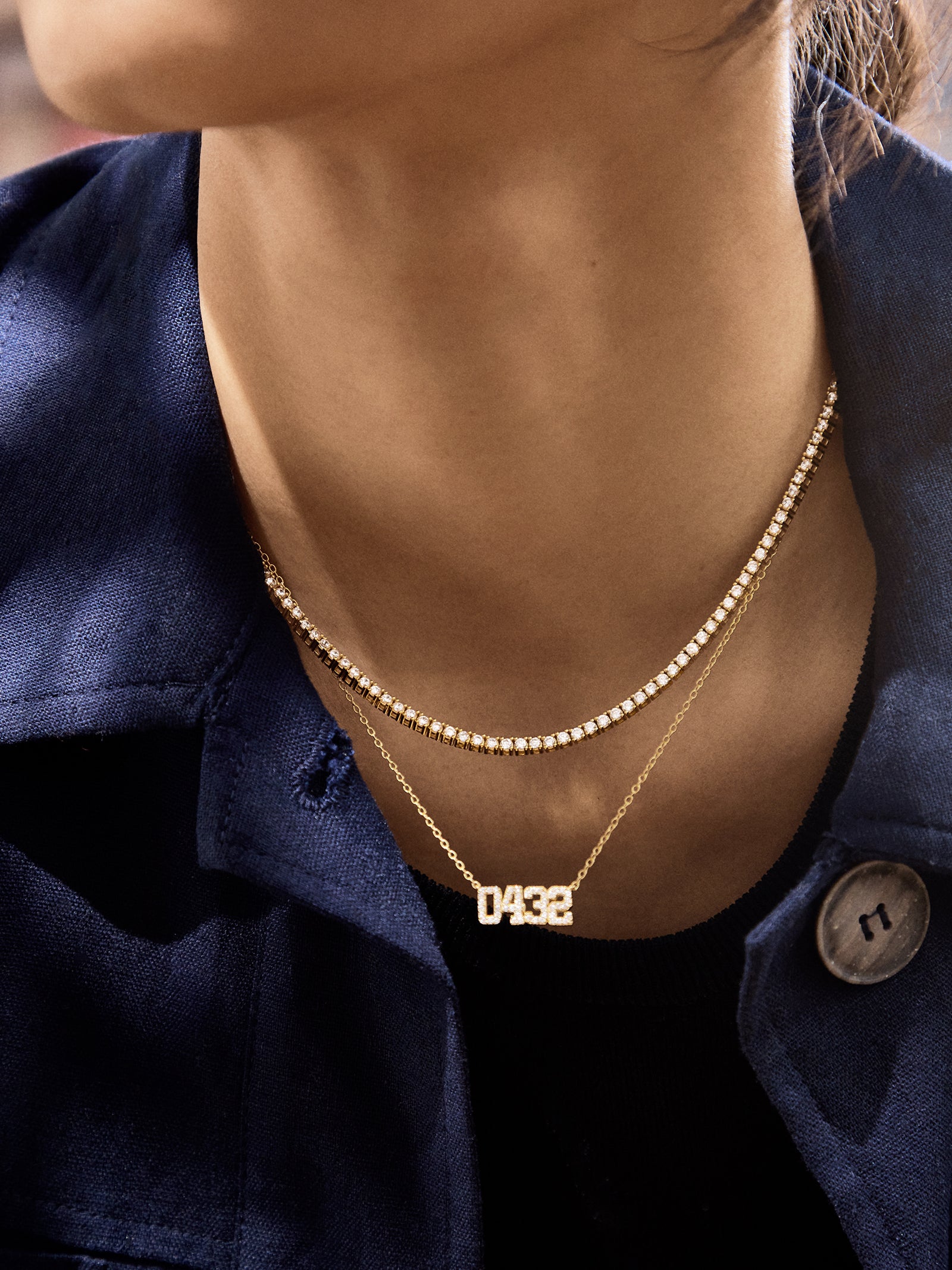 Premium 18K Gold Custom Number Necklace - Varsity Font Design