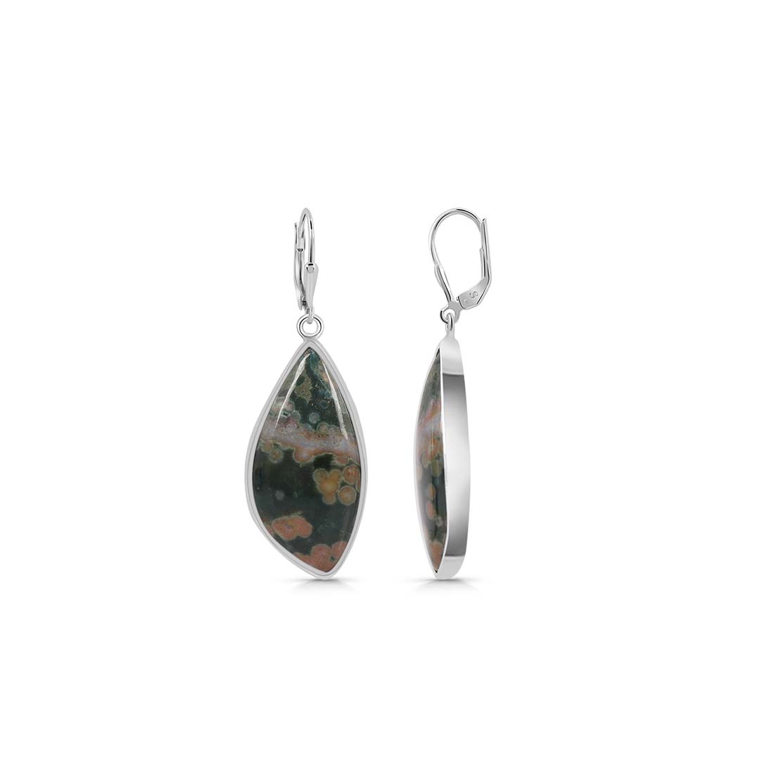 Premium Ocean Jasper Statement Earrings - 925 Sterling Silver