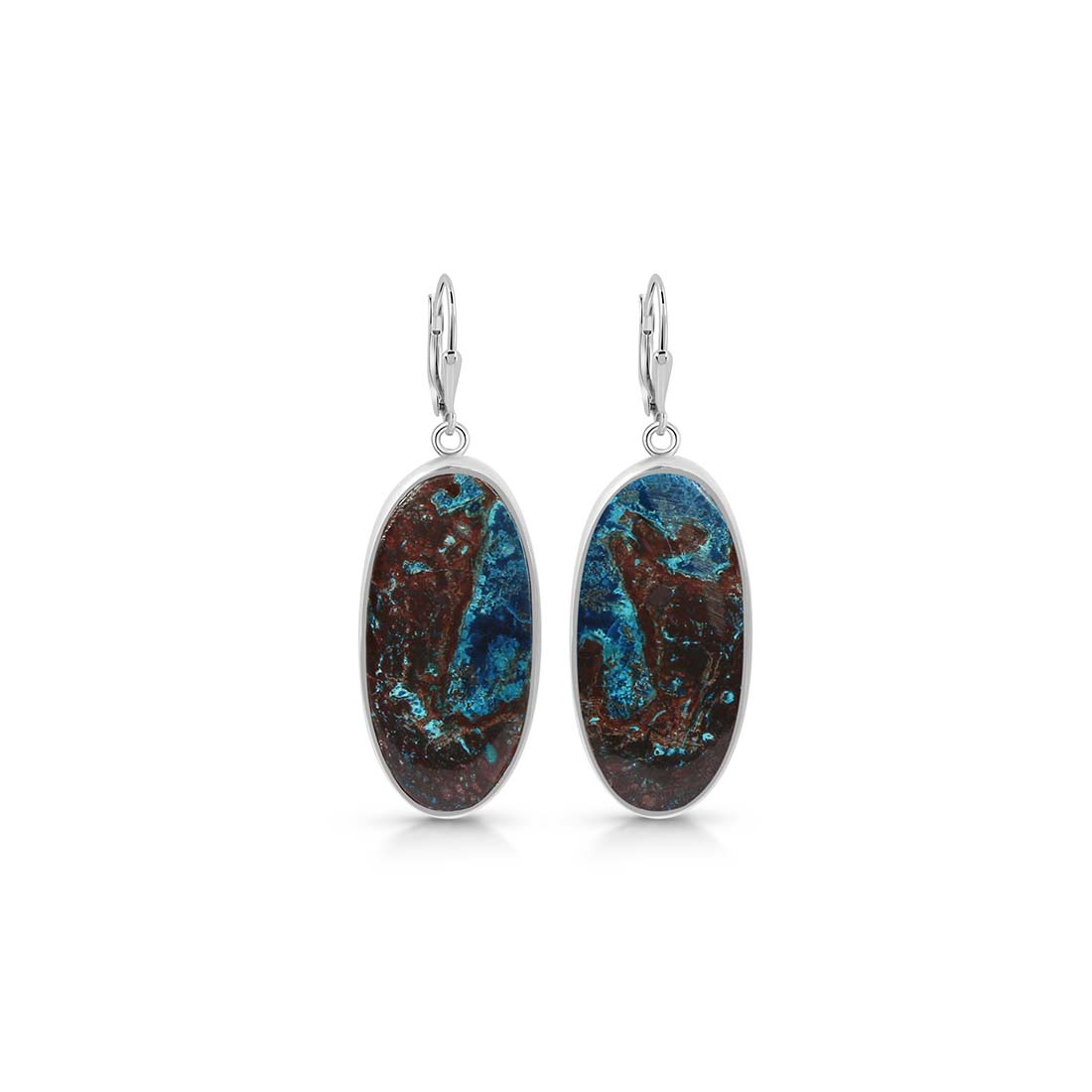 Premium Shattuckite Statement Earrings - Elegant Sterling Silver (STK-E-18)