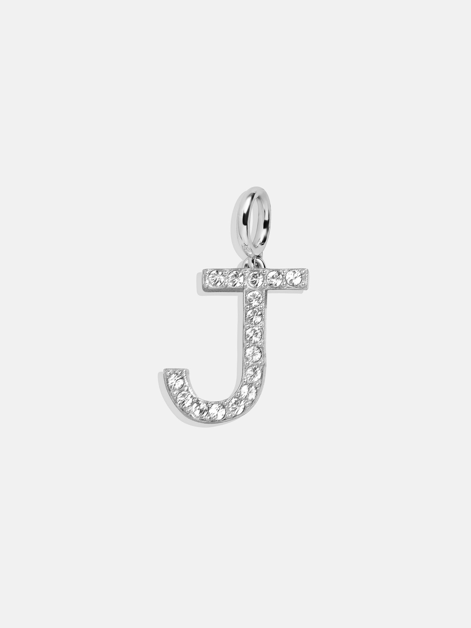 Premium Silver Pave Initial Cluster Charm Necklace - J