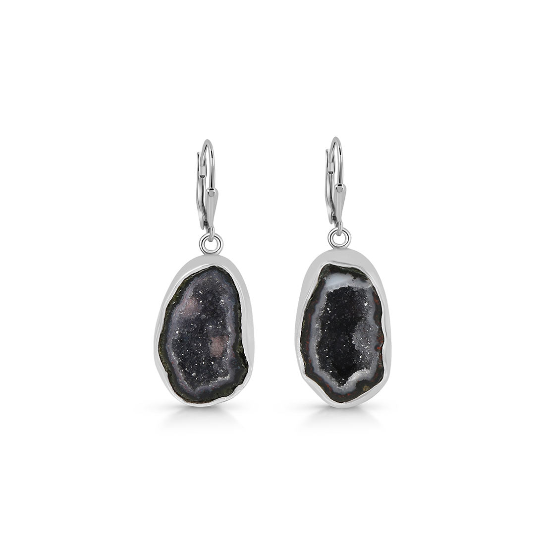 Premium Statement Coconut Geode Earrings - 925 Sterling Silver (CCG-E-19)